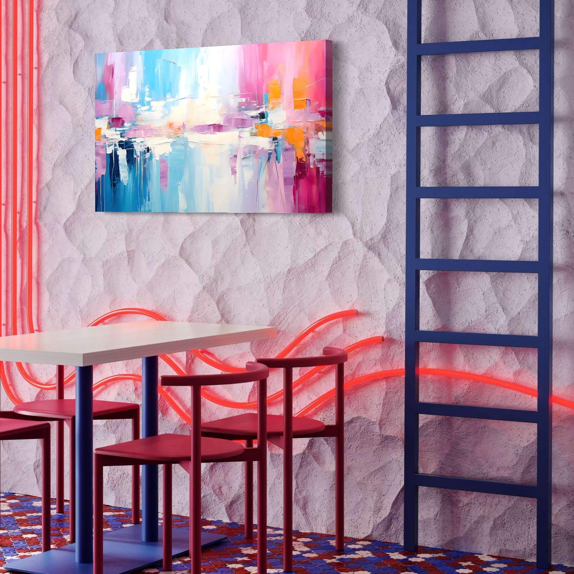 Tablou Canvas Premium LuxCanva® A1655, Pink Life , Room, Decorativ, Abstract, Nuante, Cromatic, Living, Culori Vibrante