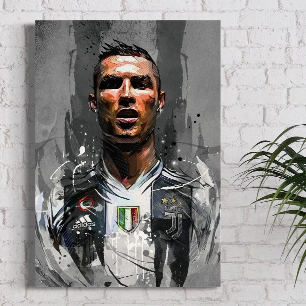 Tablou Canvas Premium LuxCanva® C1028, Cristiano Ronaldo ,  Culori, Cristiano, Fotbalist, Juventus Torino, Game Room, Camera Copilului, Relaxare, Culori Vibrante