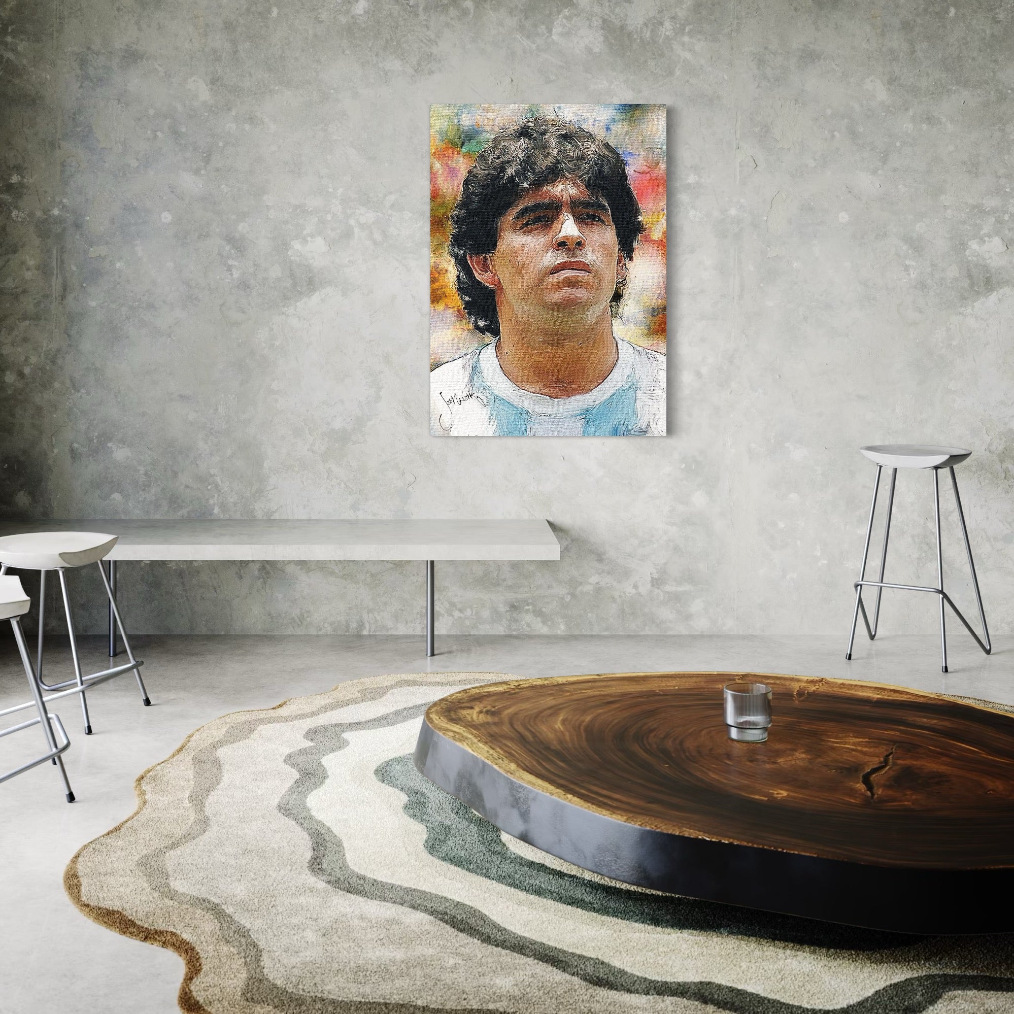 Tablou Canvas Premium LuxCanva® C1030, Diego Armando Maradona , Culori, Maradona, Fotbalist, Argentina, Game Room, Camera Copilului, Relaxare, Culori Vibrante