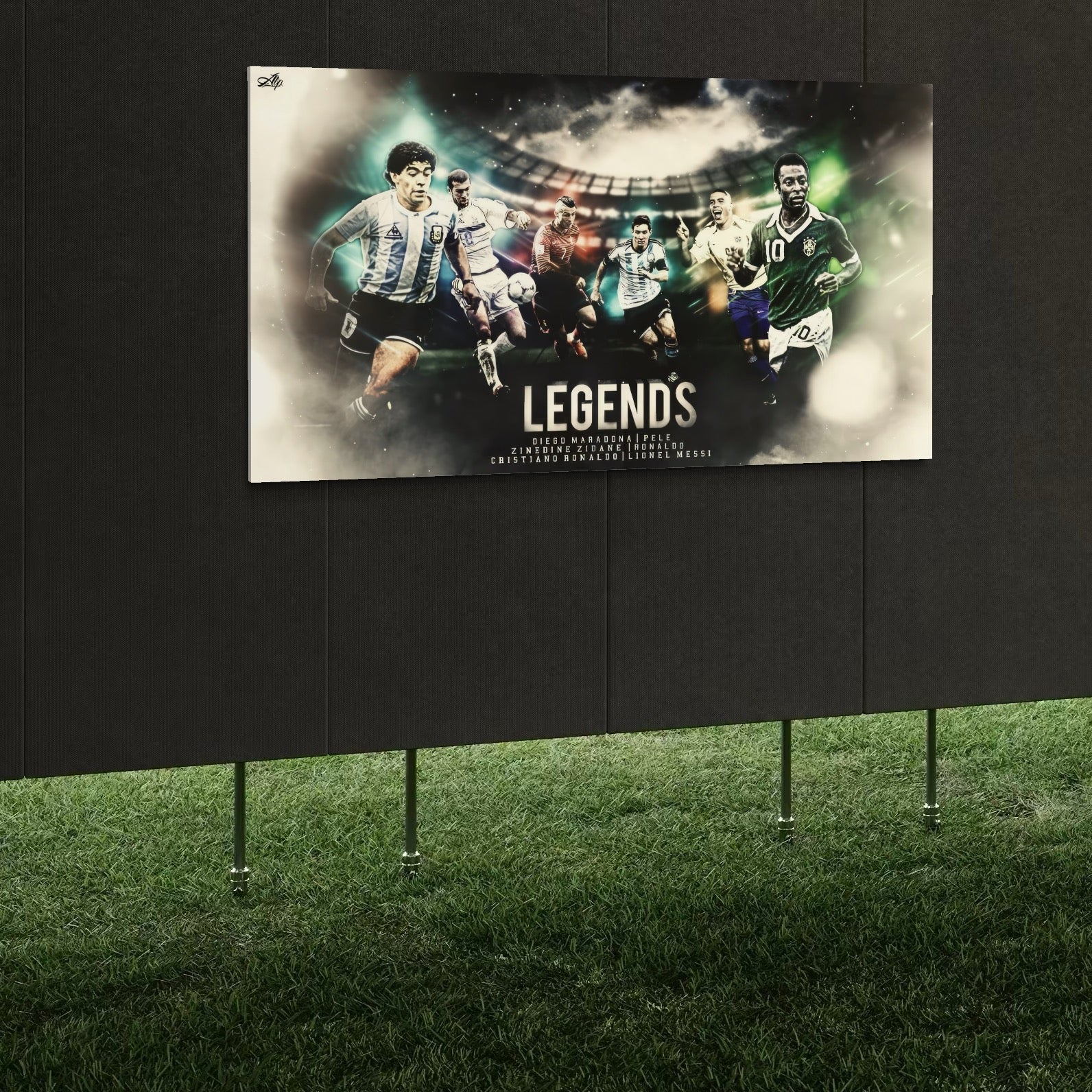 Tablou Canvas Premium LuxCanva® C1031, Legende Ale Fotbalului , Maradona, Pele, Ronaldo, CR7, Messi, Zidane, Legende, Game Room, Bar, Relaxare, Culori Vibrante