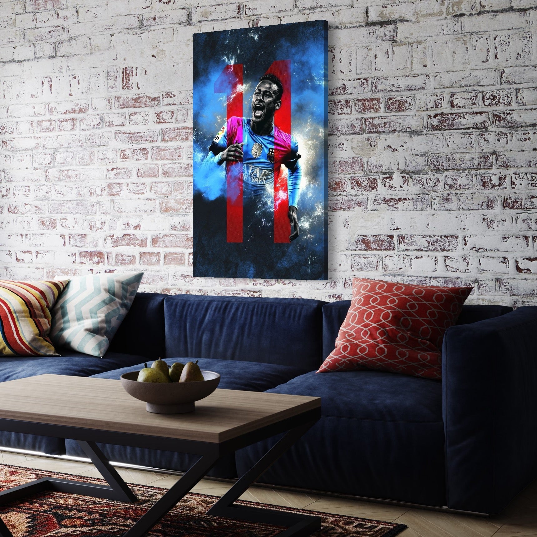 Tablou Canvas Premium LuxCanva® C1033, Neymar Jr , Culori, Fotbalist, Barcelona, Camera Copilului, Game Room, Bar, Relaxare, Culori Vibrante