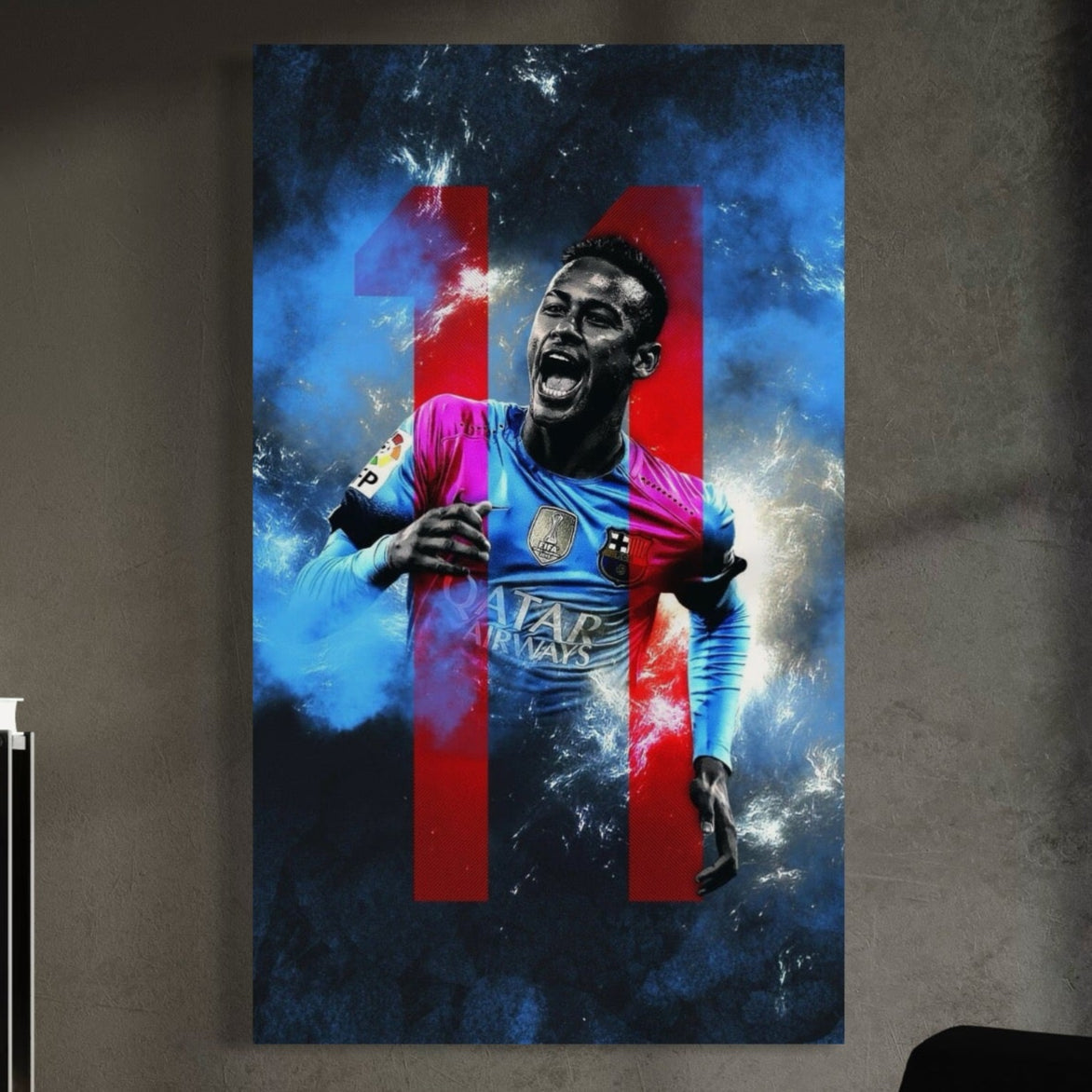 Tablou Canvas Premium LuxCanva® C1033, Neymar Jr , Culori, Fotbalist, Barcelona, Camera Copilului, Game Room, Bar, Relaxare, Culori Vibrante