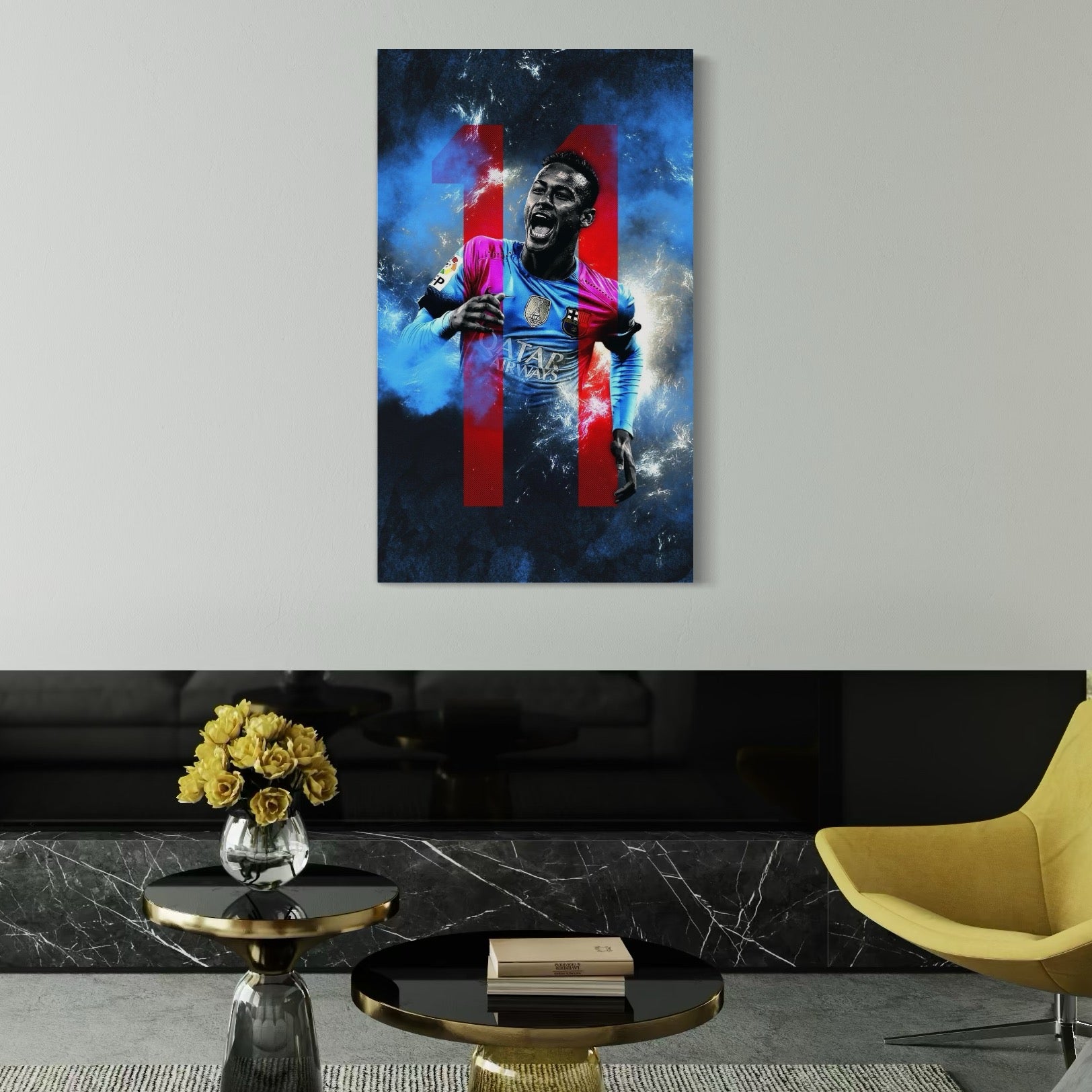 Tablou Canvas Premium LuxCanva® C1033, Neymar Jr , Culori, Fotbalist, Barcelona, Camera Copilului, Game Room, Bar, Relaxare, Culori Vibrante