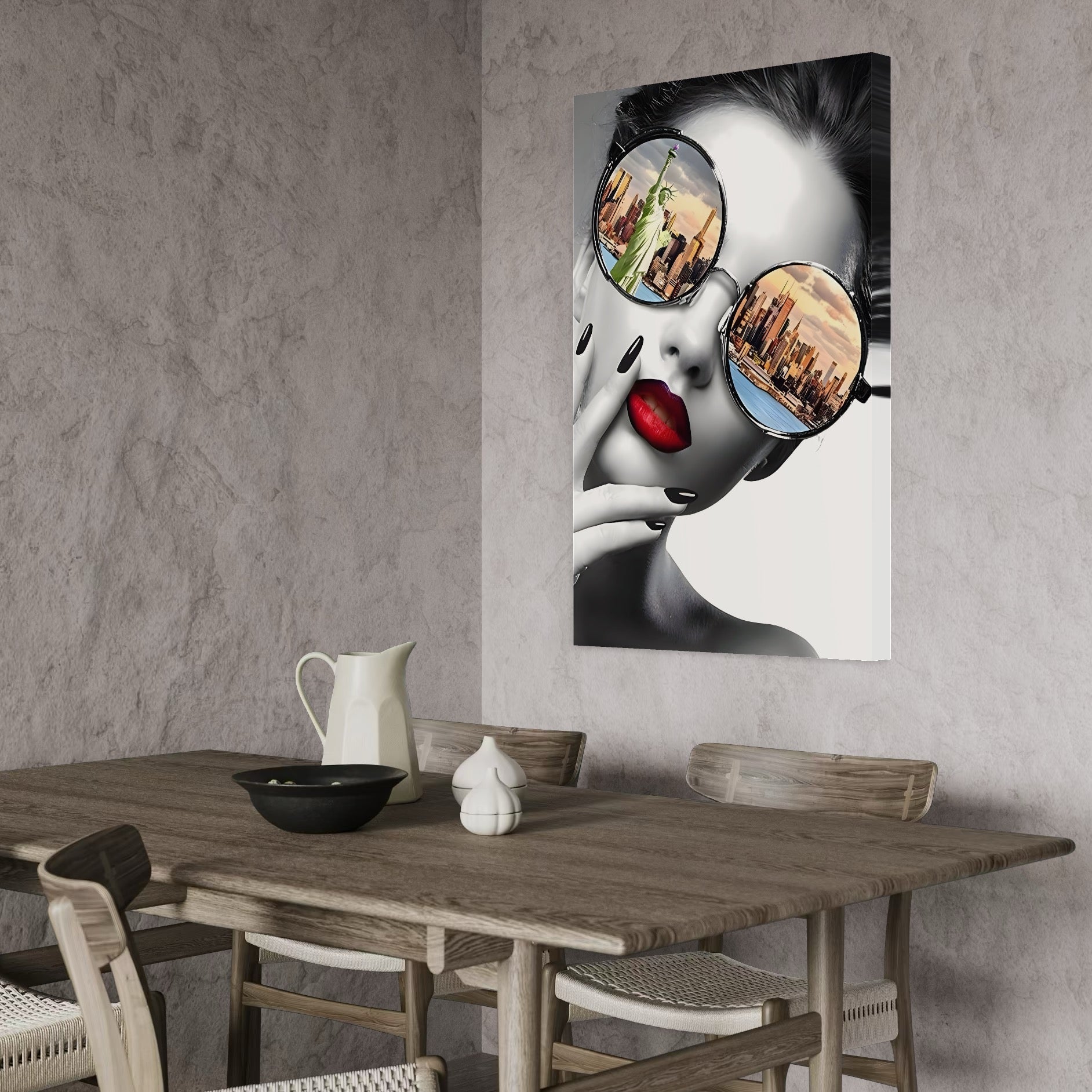 Tablou Canvas Premium LuxCanva® C1045, New York Fashion , Culori, Model, New York, Living Room, Bedroom, Relaxare, Culori Vibrante