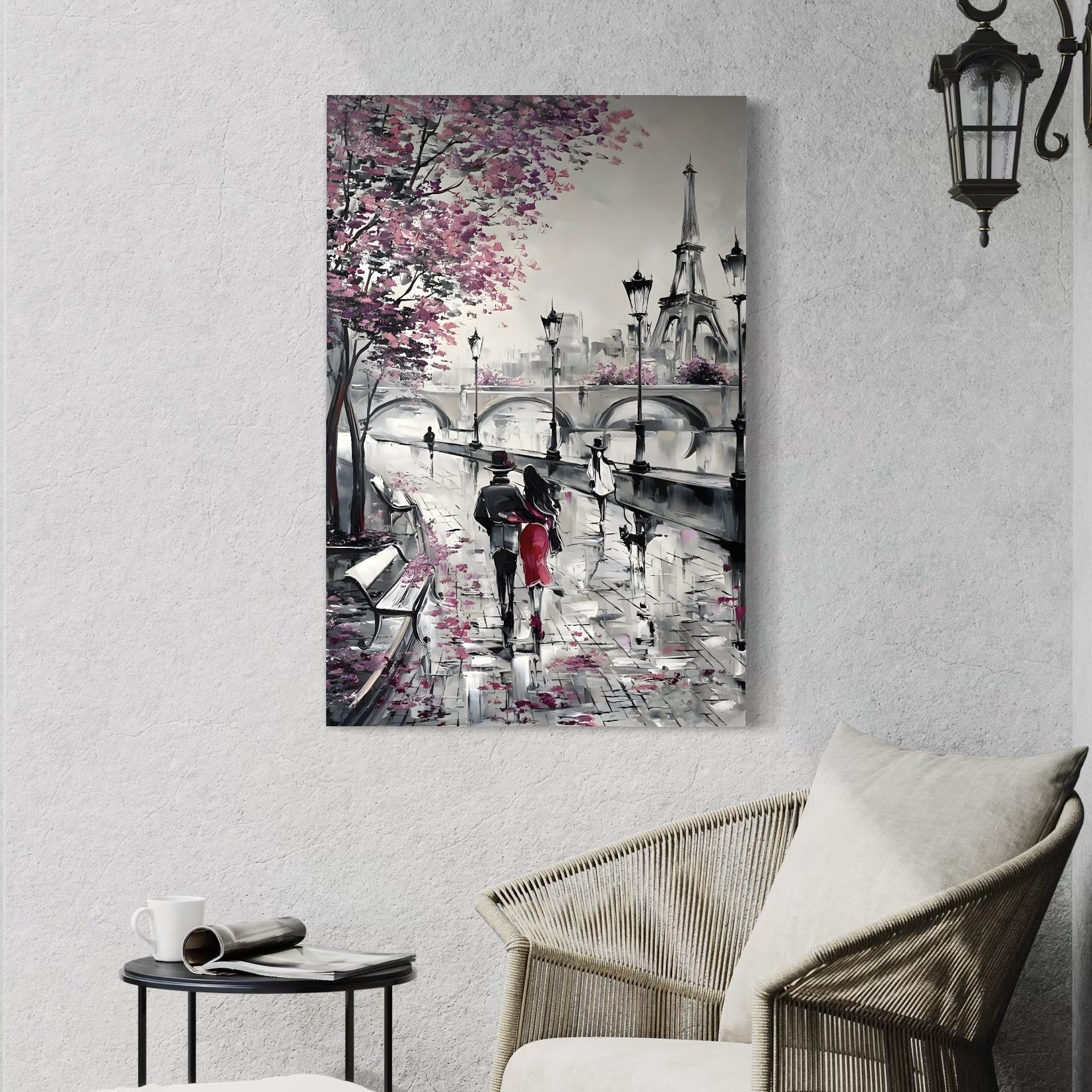 Tablou Canvas Premium LuxCanva® C1048, Love In Paris , Culori, Love, Paris, Couple, Living Room, Bedroom, Relaxare, Culori Vibrante