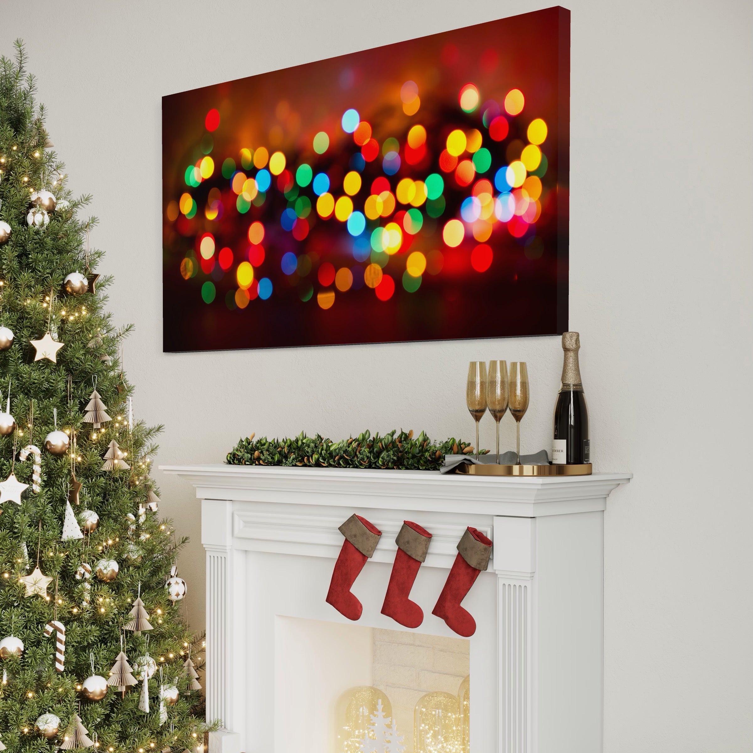 Tablou Canvas Premium LuxCanva® A1255, Lumini, Decorativ, Living, Colorat, Multicolor, Dormitor, Culori Vibrante