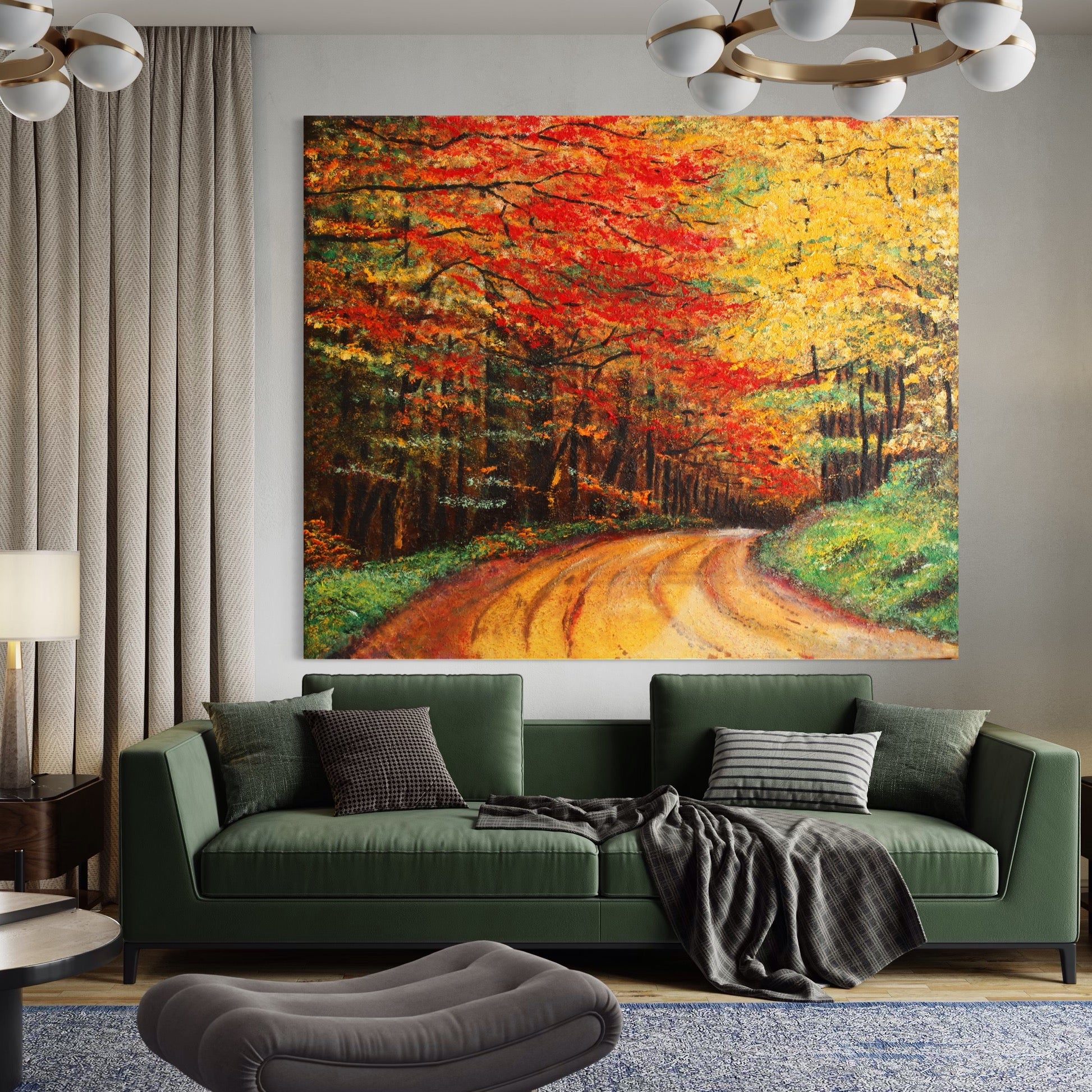 Tablou Canvas Premium LuxCanva® A1254, Drumul Din Padure, Decorativ, Living, Toamna, Copac, Frunze, Alee, Padure, Dormitor, Culori Vibrante