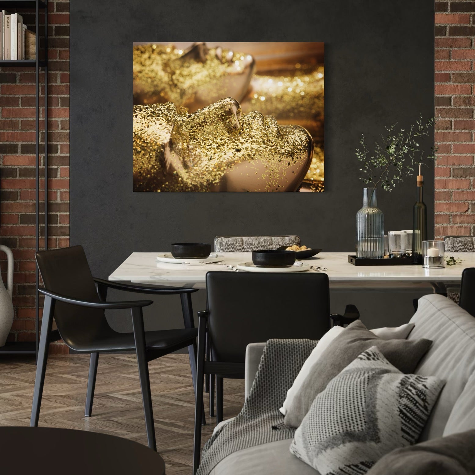 Tablou Canvas Premium LuxCanva® C1051, Golden Face , Culori, Gold, Face, Living Room, Bedroom, Relaxare, Culori Vibrante