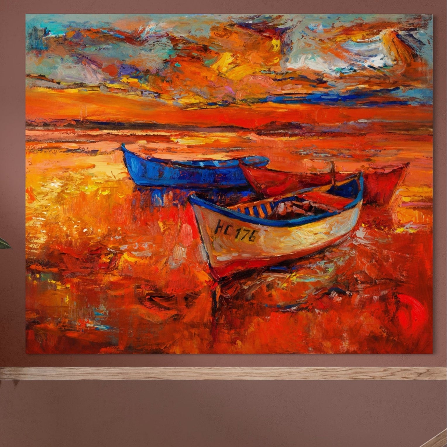 Tablou Canvas Premium LuxCanva® A1252, Barci Parasite, Decorativ, Living, Cer, Barca, Apa, Mare, Portoclaiu, Dormitor, Culori Vibrante