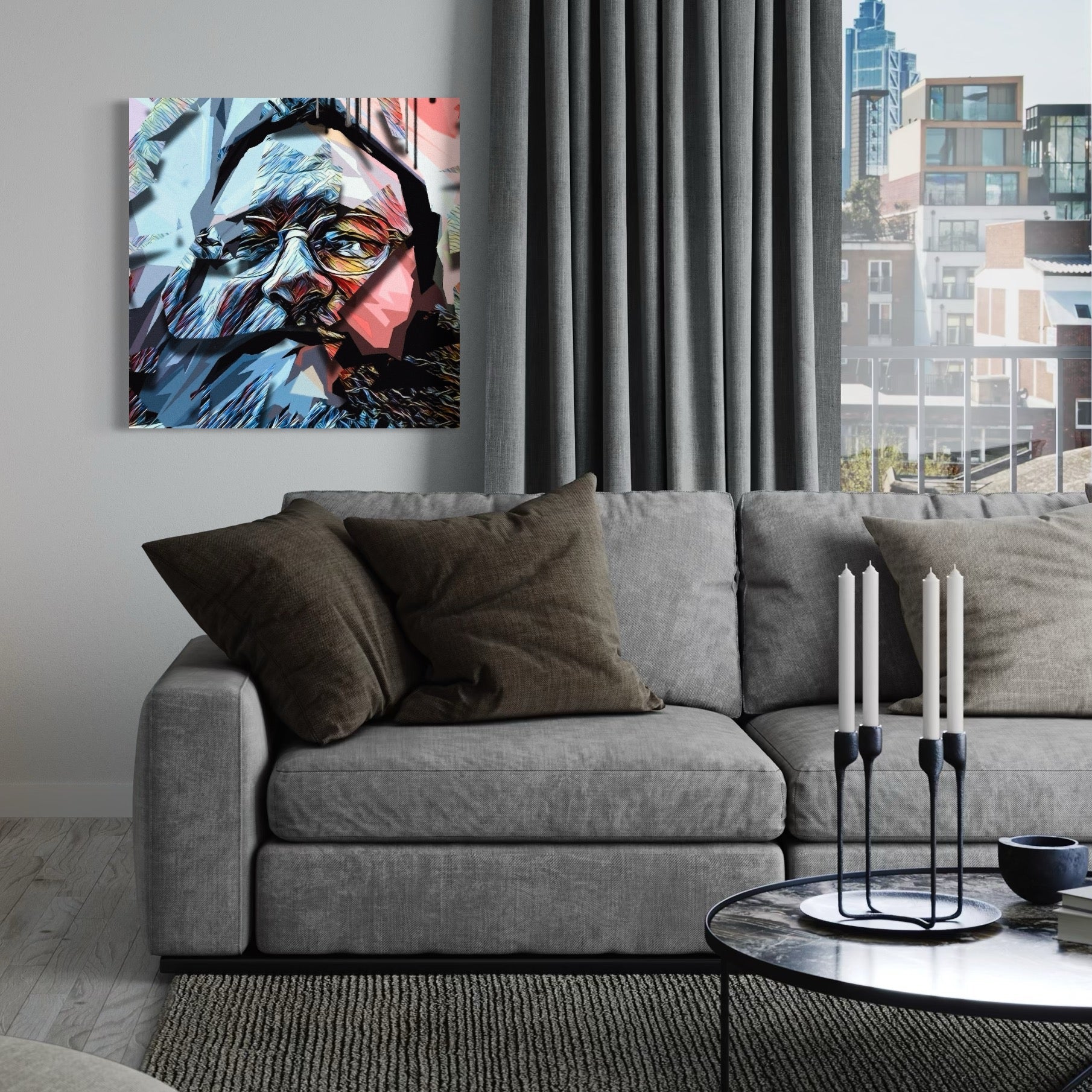 Tablou Canvas Premium LuxCanva® C1052, Abstract Old Man's Face , Culori, Gold, Face, Living Room, Office, Relaxare, Culori Vibrante