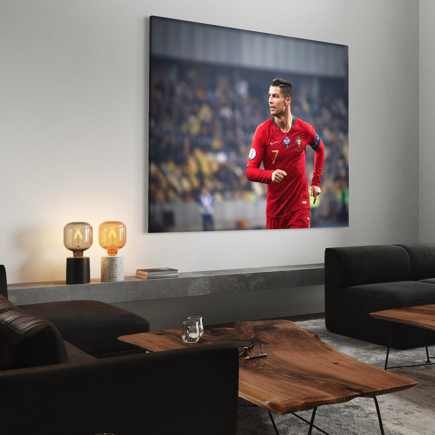 Tablou Canvas Premium LuxCanva® C1053, Cristiano Ronaldo , Culori, Capitan, Portugalia, The Best Ever, Camera Copilului, Gaming Room, Relaxare, Culori Vibrante