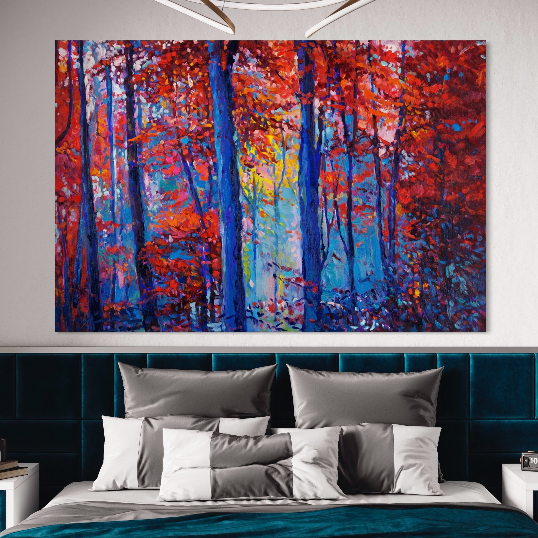 Tablou Canvas Premium LuxCanva® A1244, Padurea Rosie , Decorativ, Living, Toamna, Frunze, Aramiu, Natura, Peisaj, Dormitor, Culori Vibrante