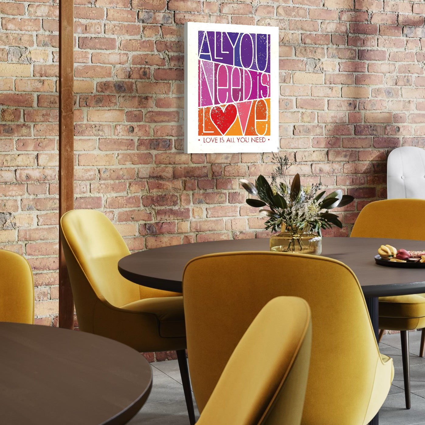 Tablou Canvas Premium LuxCanva® C1061, Dragostea Inseamna Tot , Mesaj, Dragoste, Living Room, Bedroom, Relaxare, Culori Vibrante