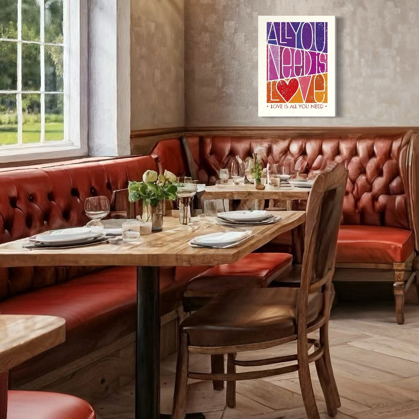 Tablou Canvas Premium LuxCanva® C1061, Dragostea Inseamna Tot , Mesaj, Dragoste, Living Room, Bedroom, Relaxare, Culori Vibrante