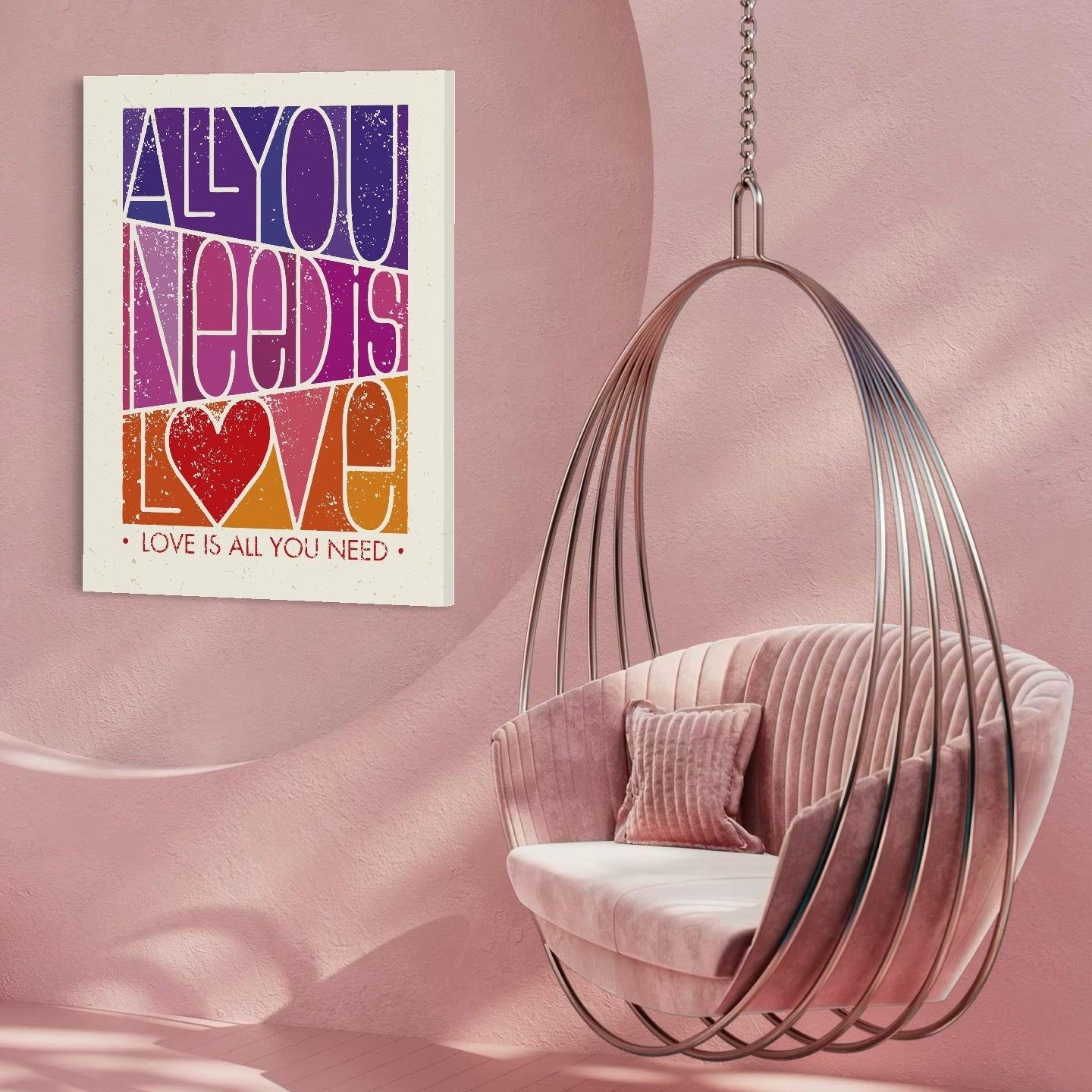 Tablou Canvas Premium LuxCanva® C1061, Dragostea Inseamna Tot , Mesaj, Dragoste, Living Room, Bedroom, Relaxare, Culori Vibrante