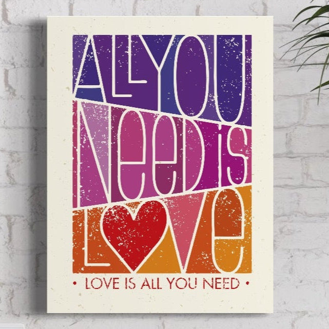 Tablou Canvas Premium LuxCanva® C1061, Dragostea Inseamna Tot , Mesaj, Dragoste, Living Room, Bedroom, Relaxare, Culori Vibrante