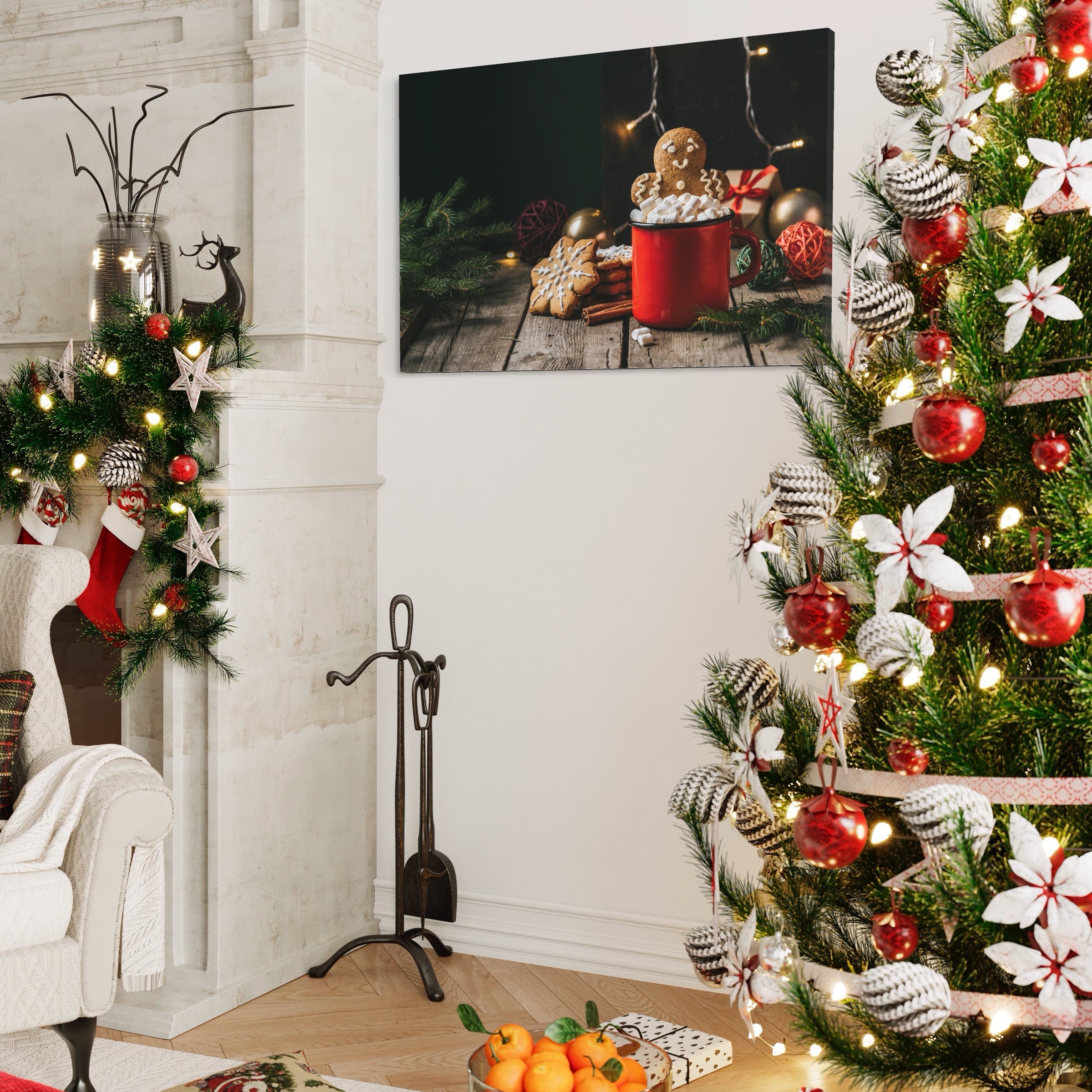 Tablou Canvas Premium LuxCanva® A1238, Christmas Gingerbread , Decorativ, Living, Turta Dulce, Bezele, Biscuiti, Sarbatoare, Dormitor, Culori Vibrante