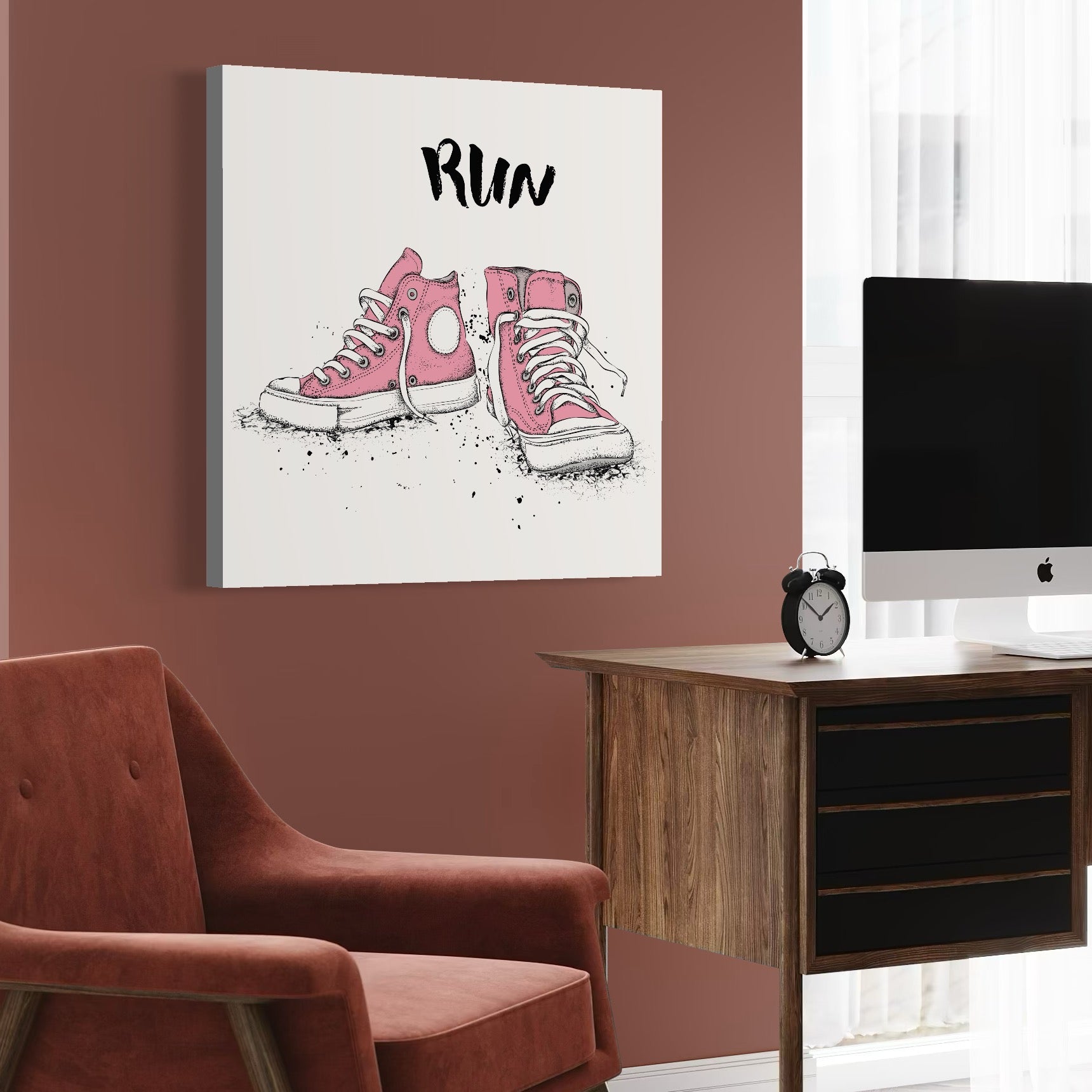 Tablou Canvas Premium LuxCanva® C1062, Pink Shoes , Adidasi, Mesaj, Camera Copilului, Game Room, Relaxare, Culori Vibrante