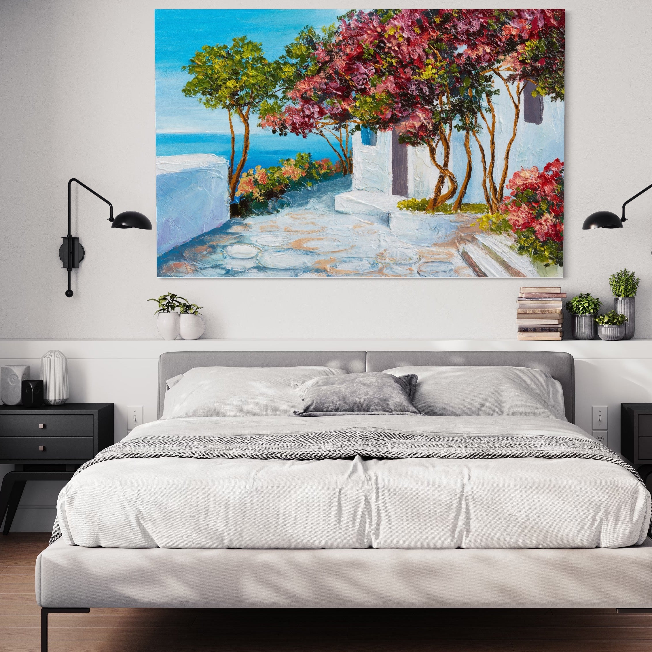 Tablou Canvas Premium LuxCanva® A1237, Copacul Cu Flori , Decorativ, Living, Arbore, Mare, Alee, Casa, Flori, Dormitor, Culori Vibrante