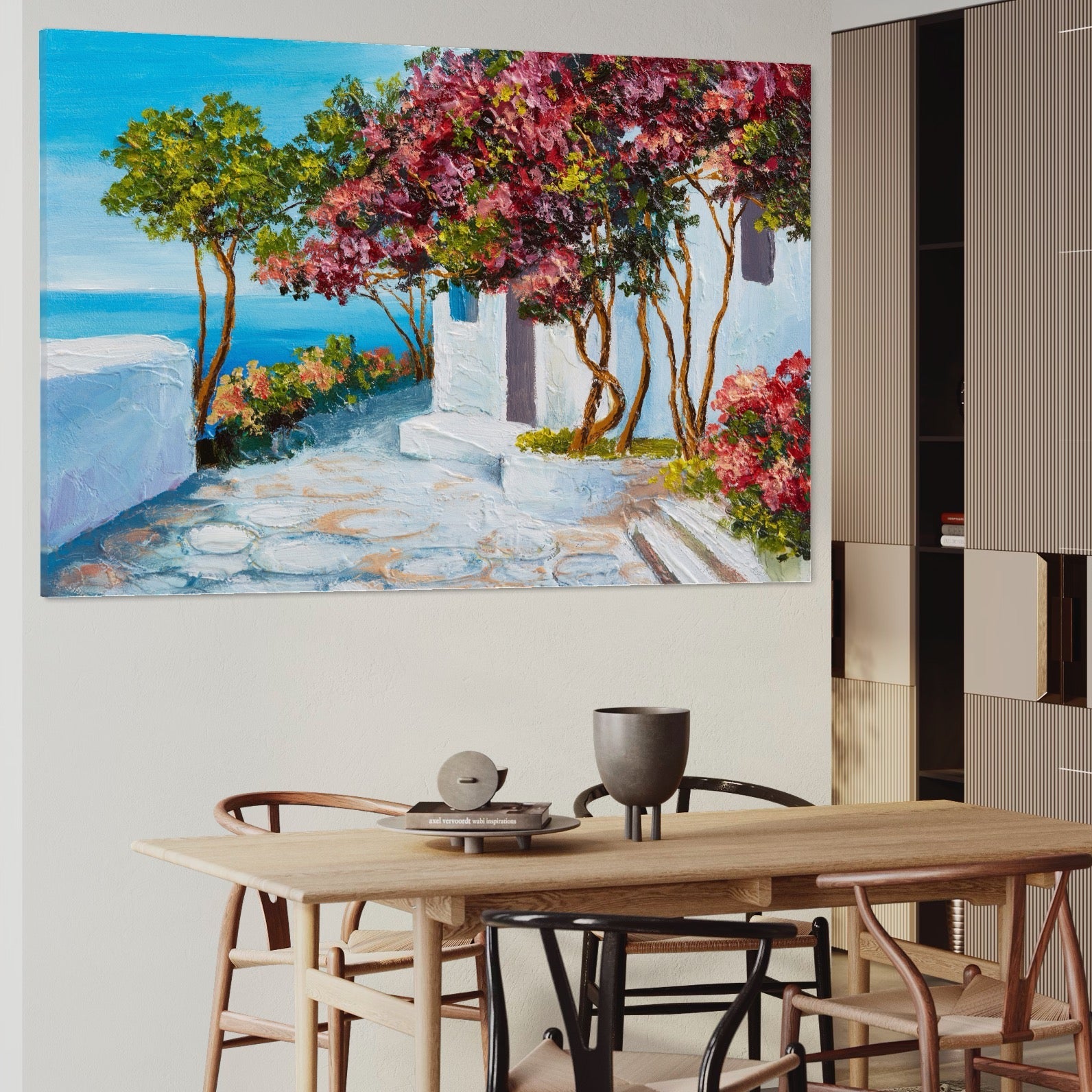 Tablou Canvas Premium LuxCanva® A1237, Copacul Cu Flori , Decorativ, Living, Arbore, Mare, Alee, Casa, Flori, Dormitor, Culori Vibrante