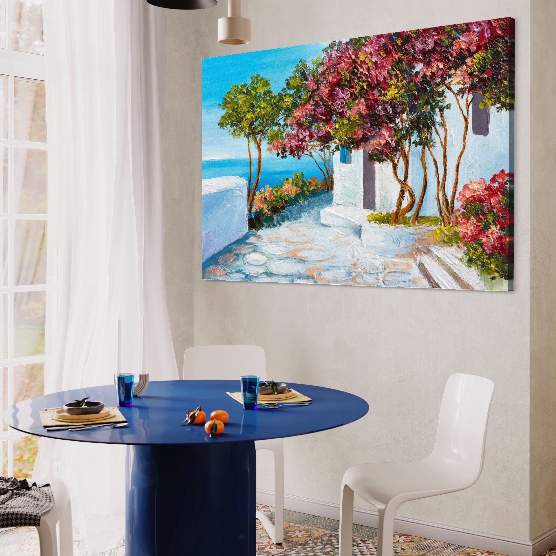 Tablou Canvas Premium LuxCanva® A1237, Copacul Cu Flori , Decorativ, Living, Arbore, Mare, Alee, Casa, Flori, Dormitor, Culori Vibrante