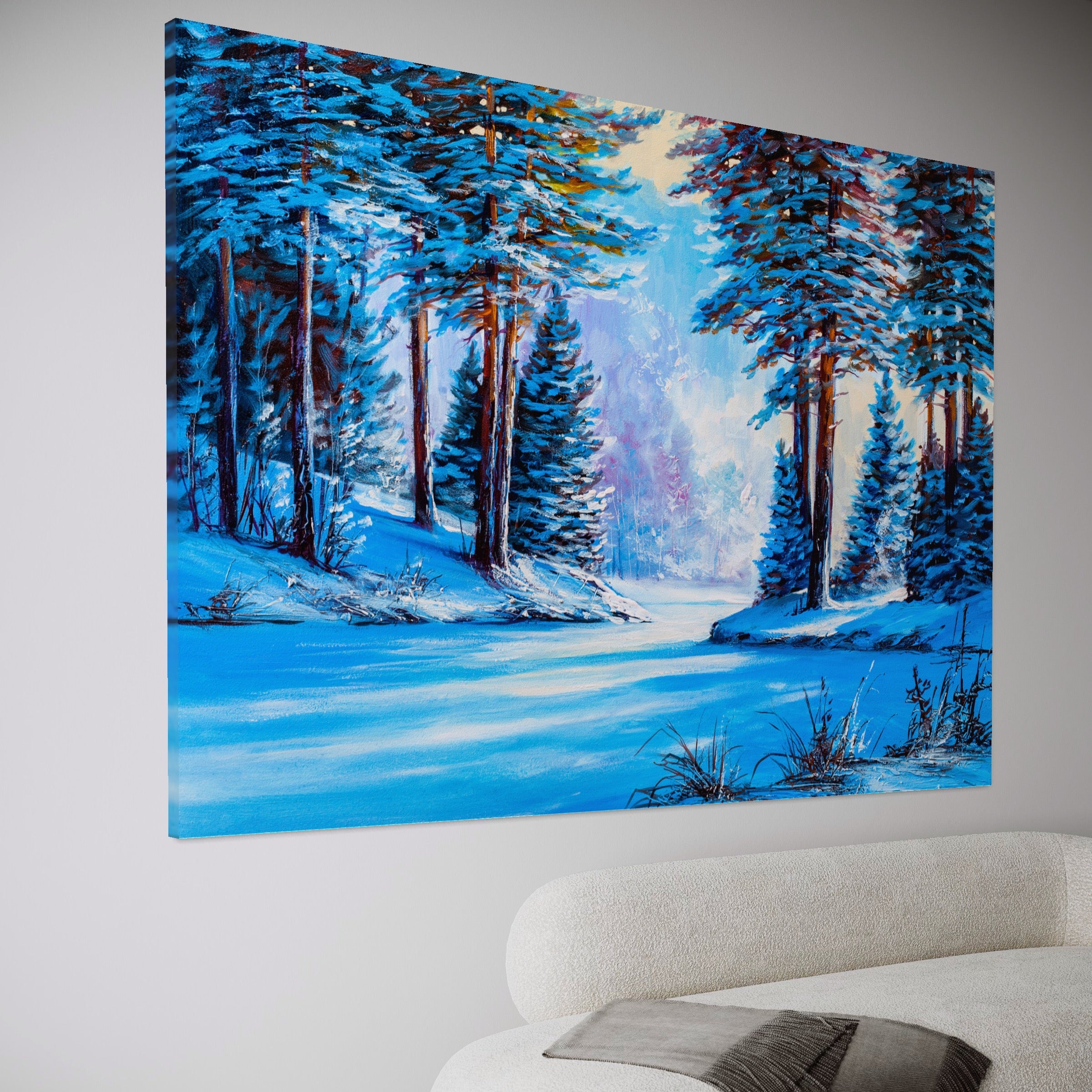 Tablou Canvas Premium LuxCanva® A1236, Peisaj De Iarna ,  Decorativ, Living, Padure, Zapada, Natura, Fulgi De Nea, Dormitor, Culori Vibrante