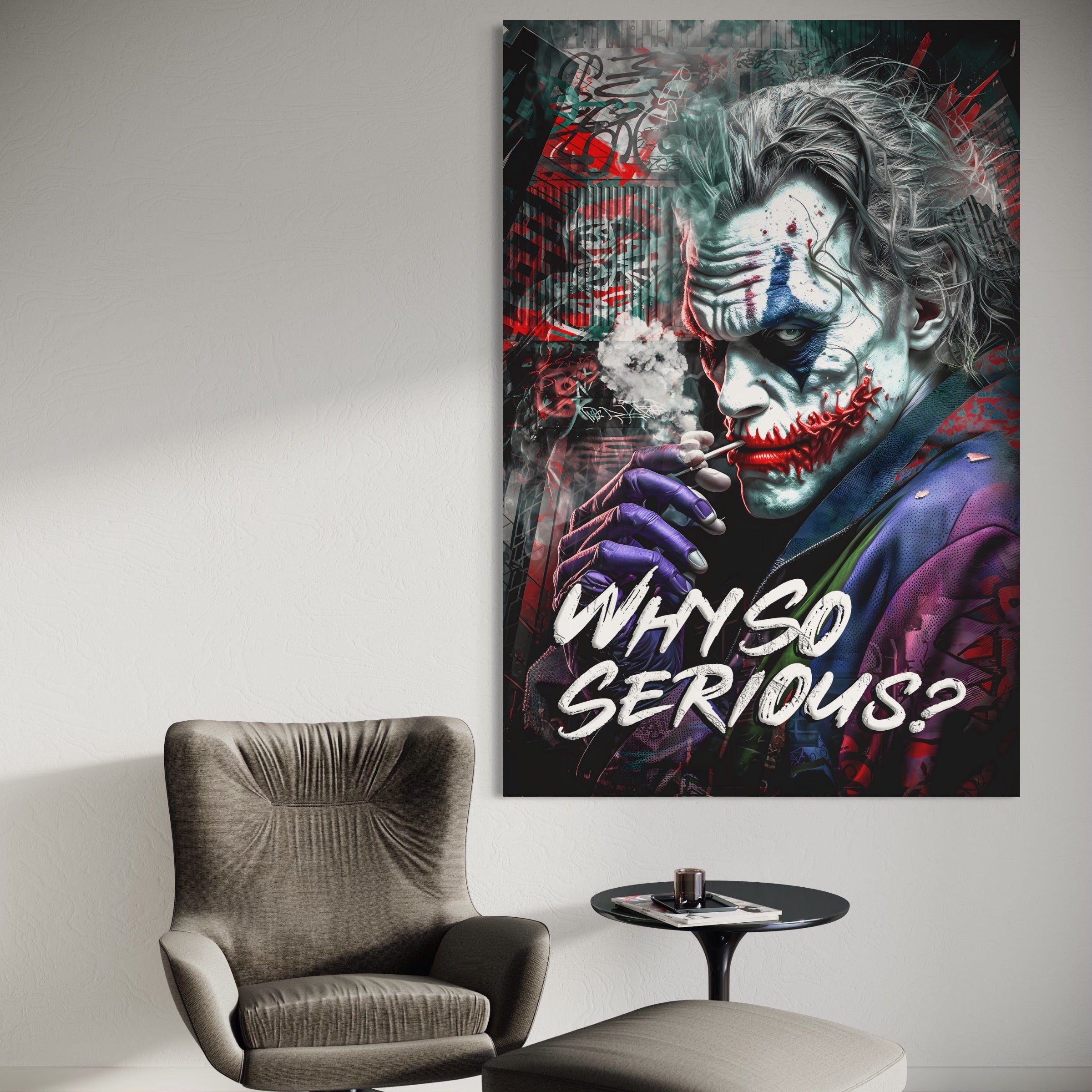Tablou Canvas Premium LuxCanva® A1235, Why So Serios? , Decorativ, Living, Joker, Film, Actor, Thriller, Dormitor, Culori Vibrante