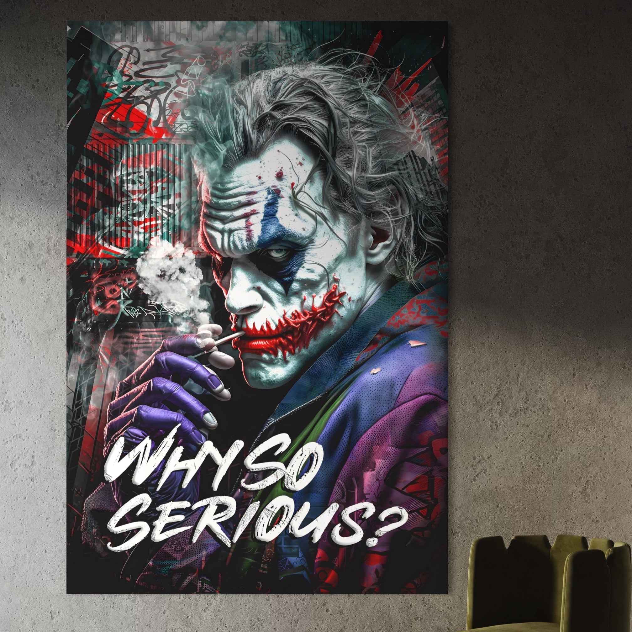 Tablou Canvas Premium LuxCanva® A1235, Why So Serios? , Decorativ, Living, Joker, Film, Actor, Thriller, Dormitor, Culori Vibrante