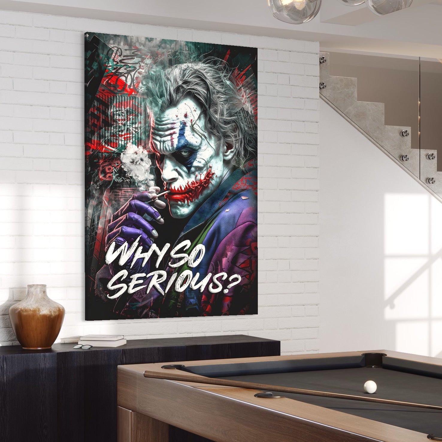 Tablou Canvas Premium LuxCanva® A1235, Why So Serios? , Decorativ, Living, Joker, Film, Actor, Thriller, Dormitor, Culori Vibrante