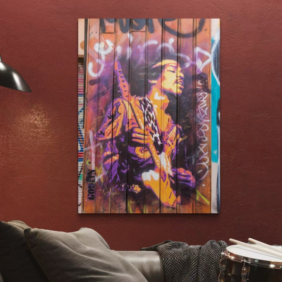 Tablou Canvas Premium, LuxCanva® C1065, Jimi Hendrix, Artist, Chitara, Muzician, Living Room, Office, Relaxare, Culori Vibrante
