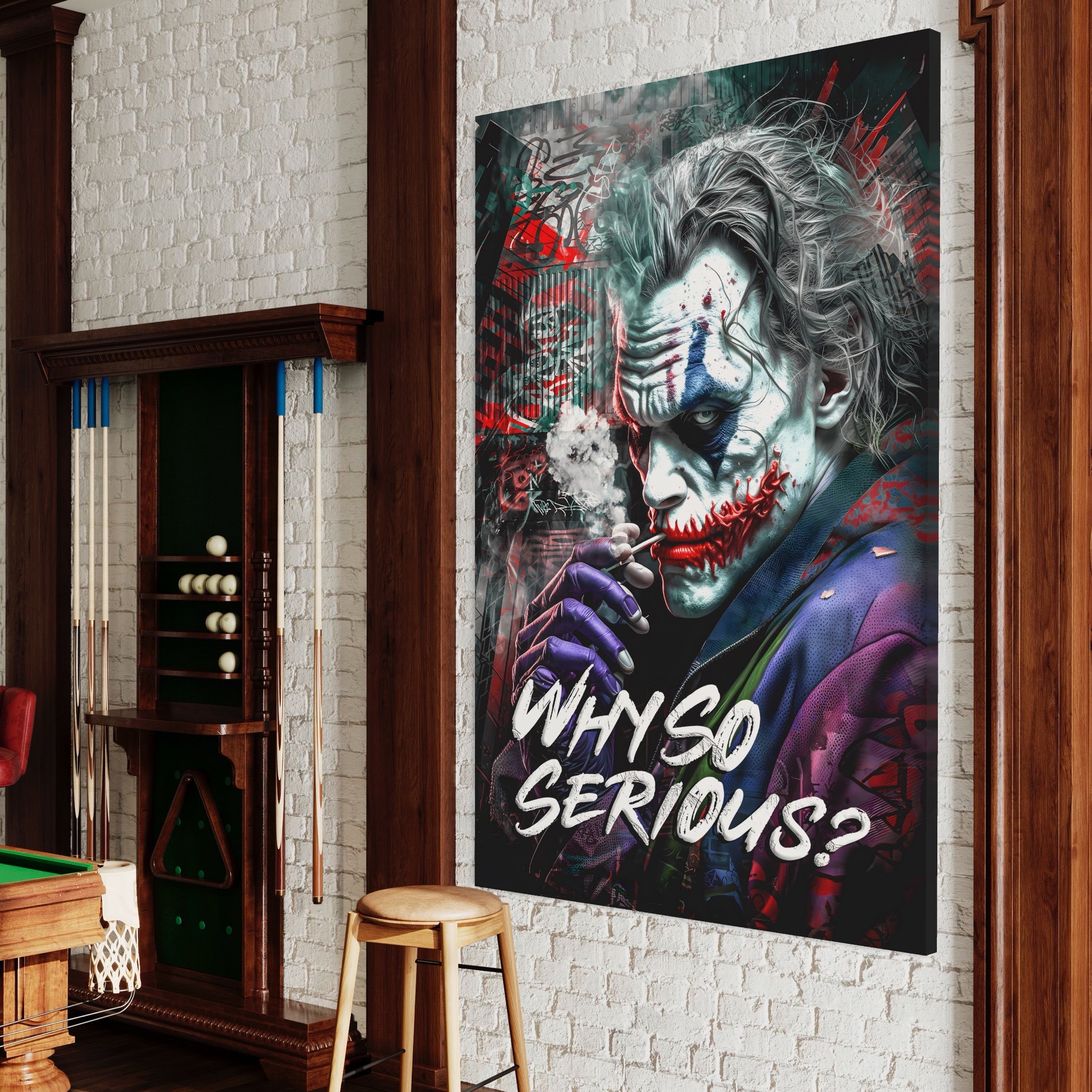 Tablou Canvas Premium LuxCanva® A1235, Why So Serios? , Decorativ, Living, Joker, Film, Actor, Thriller, Dormitor, Culori Vibrante