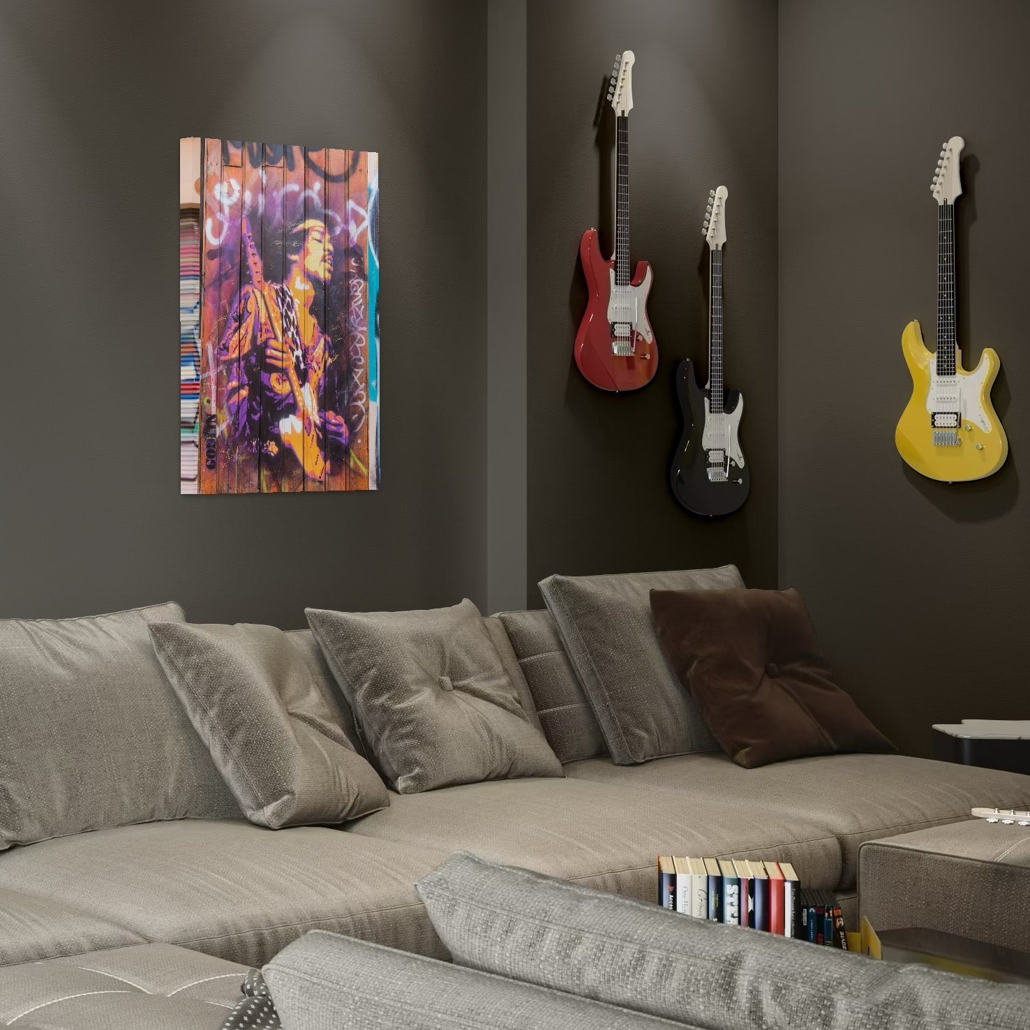 Tablou Canvas Premium, LuxCanva® C1065, Jimi Hendrix, Artist, Chitara, Muzician, Living Room, Office, Relaxare, Culori Vibrante