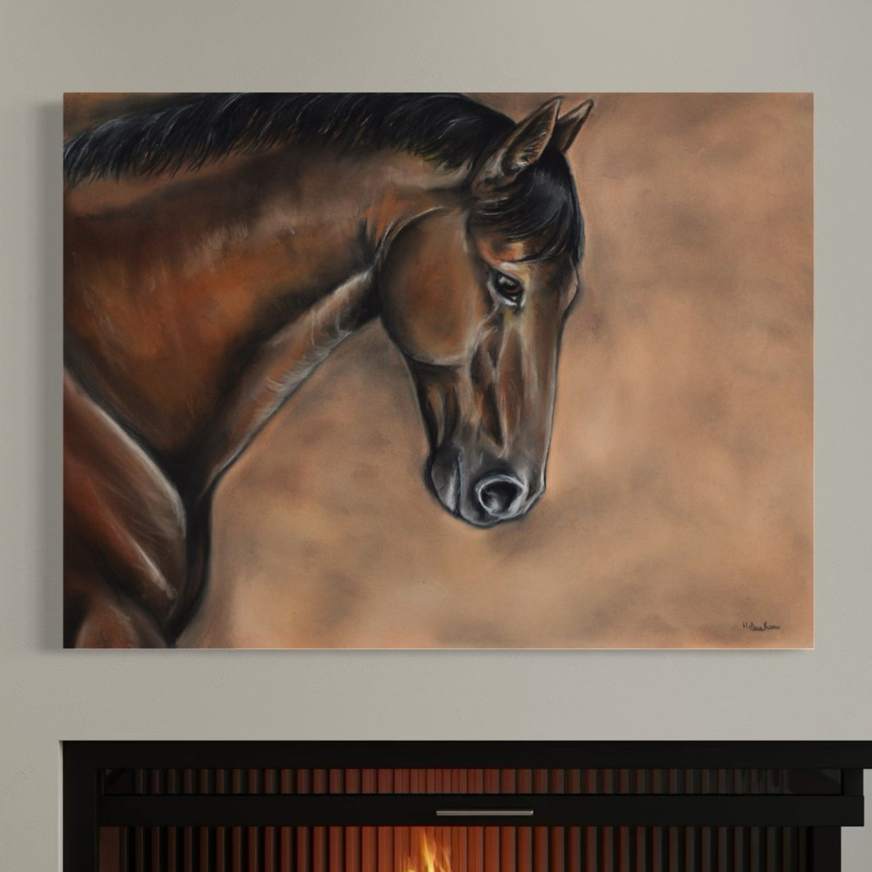 Tablou Canvas Premium LuxCanva® C1067, Portretul Unui Cal Pur Sange , Portret, Cal, Living Room, Office, Relaxare, Culori Vibrante