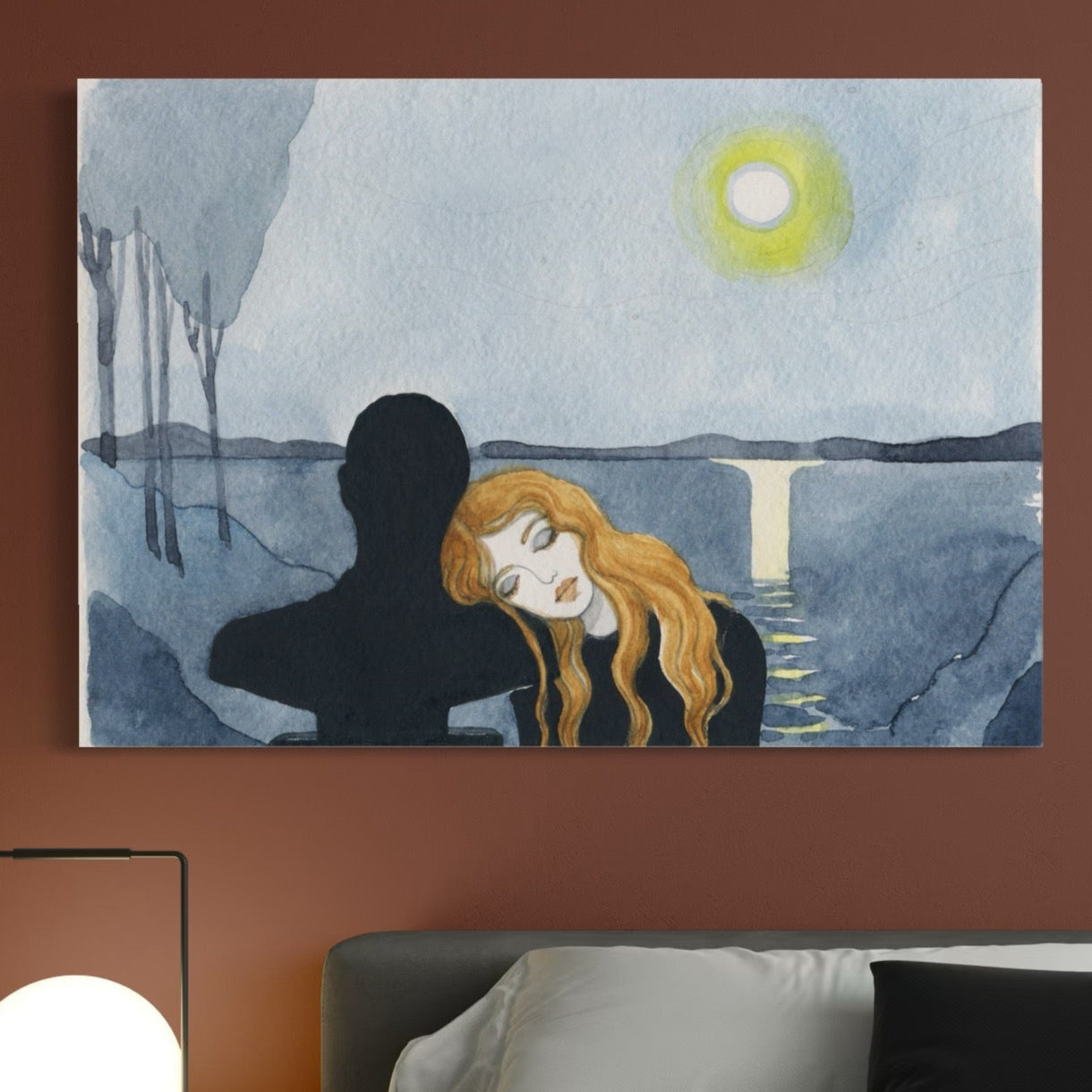 Tablou Canvas Premium LuxCanva® C1068, Indragostiti , Apus, Lac, Indragostiti, Living Room, Bedroom, Relaxare, Culori Vibrante