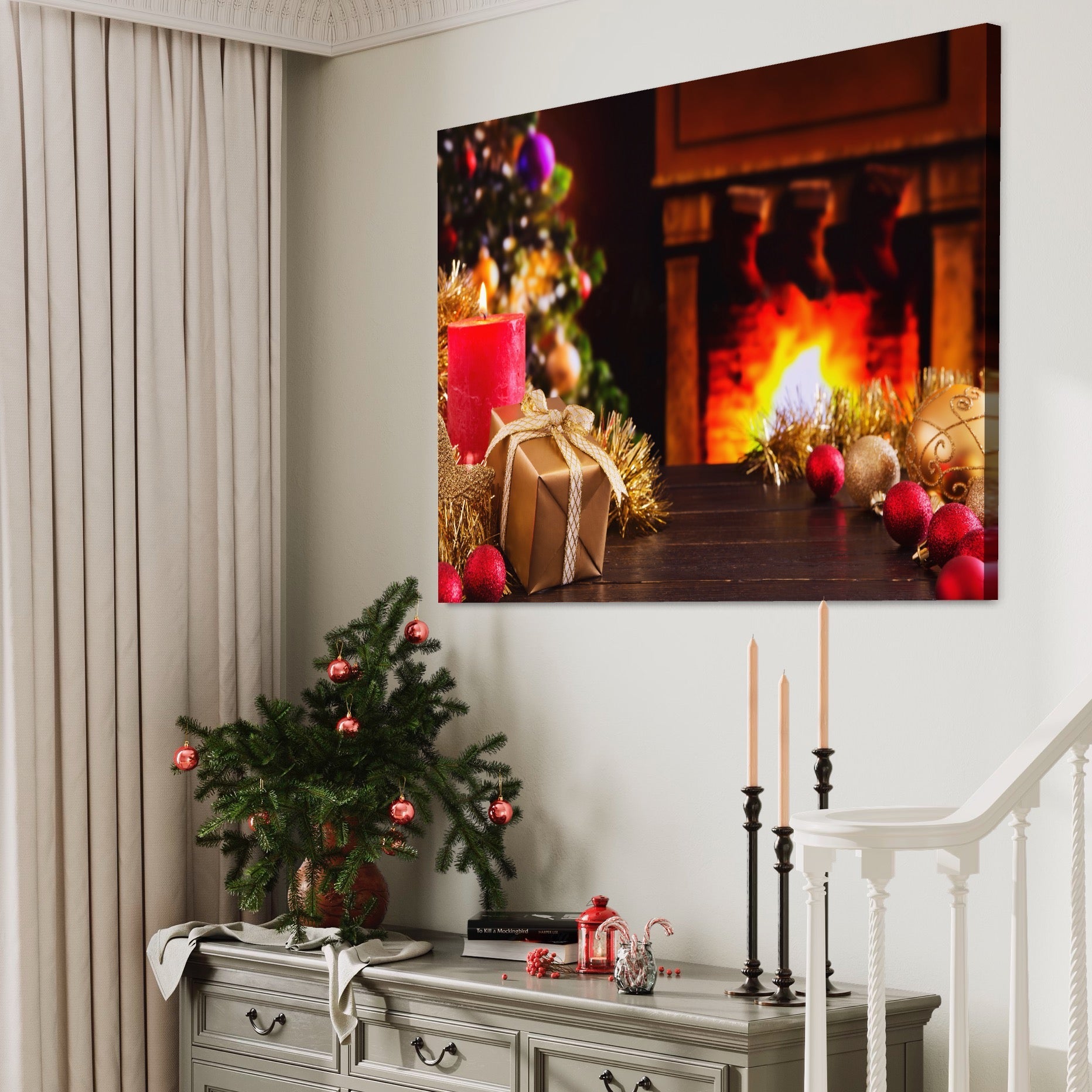 Tablou Canvas Premium LuxCanva® A1231, Christmas Gift , Decorativ, Dormitor, Craciun, Sarbaori, Brad, Cadouri, Globuri, Living, Culori Vibrante