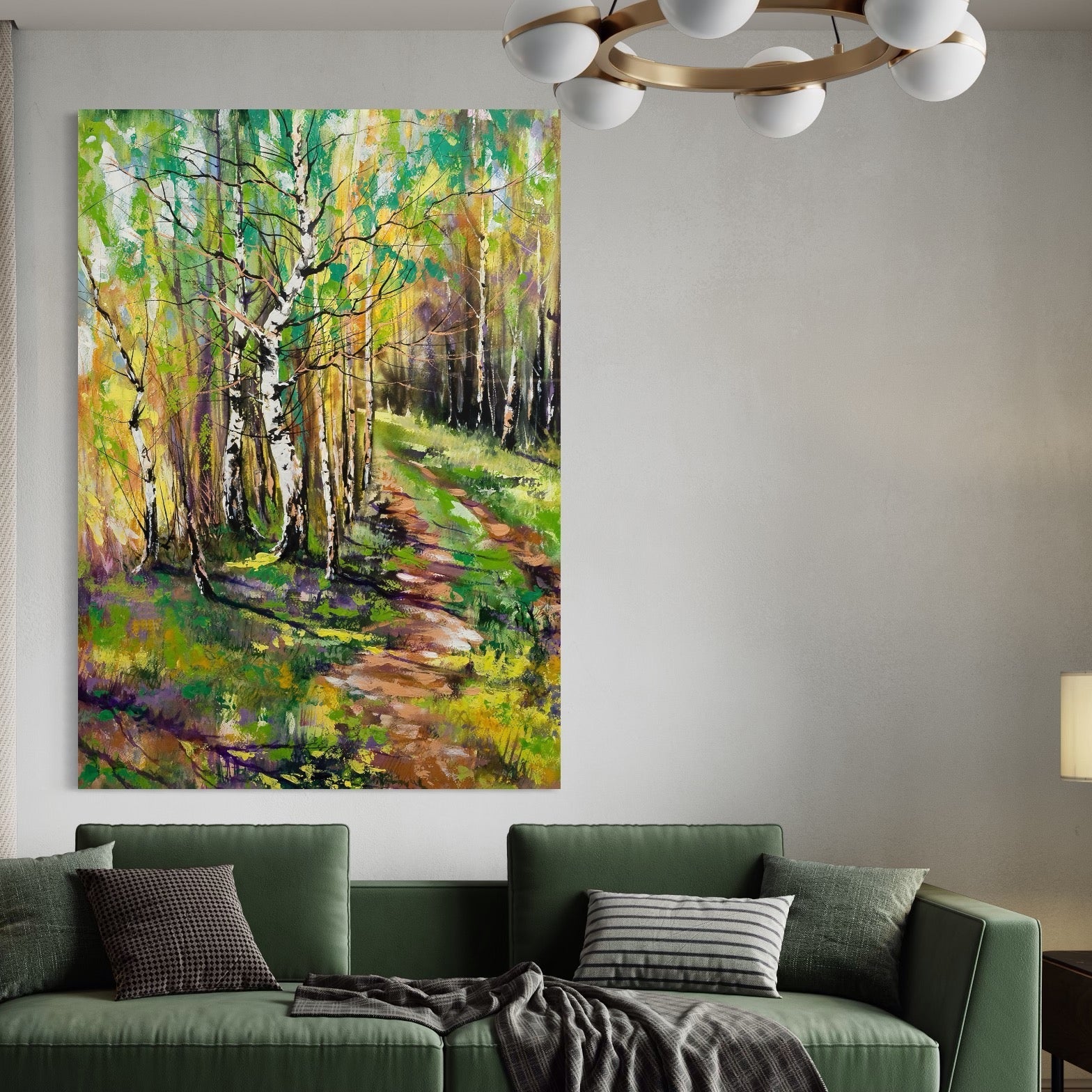 Tablou Canvas Premium LuxCanva® A1228, Green Forest , Decorativ, Dormitor, Padure, Verde, Natura, Copaci, Living, Culori Vibrante