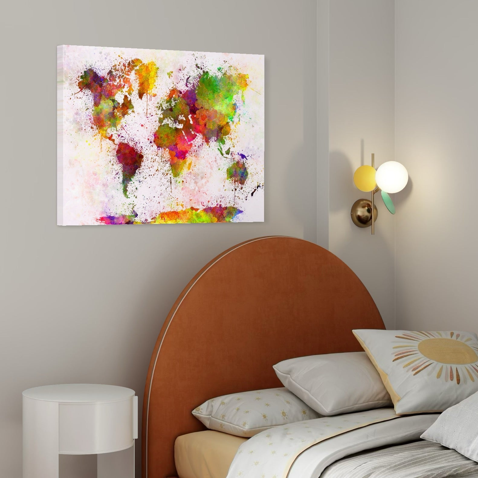 Tablou Canvas Premium LuxCanva® C1081, Harta Lumii In Culori , Inspirational, Calatorie, Motivational, Living Room, Office, Relaxare, Culori Vibrante