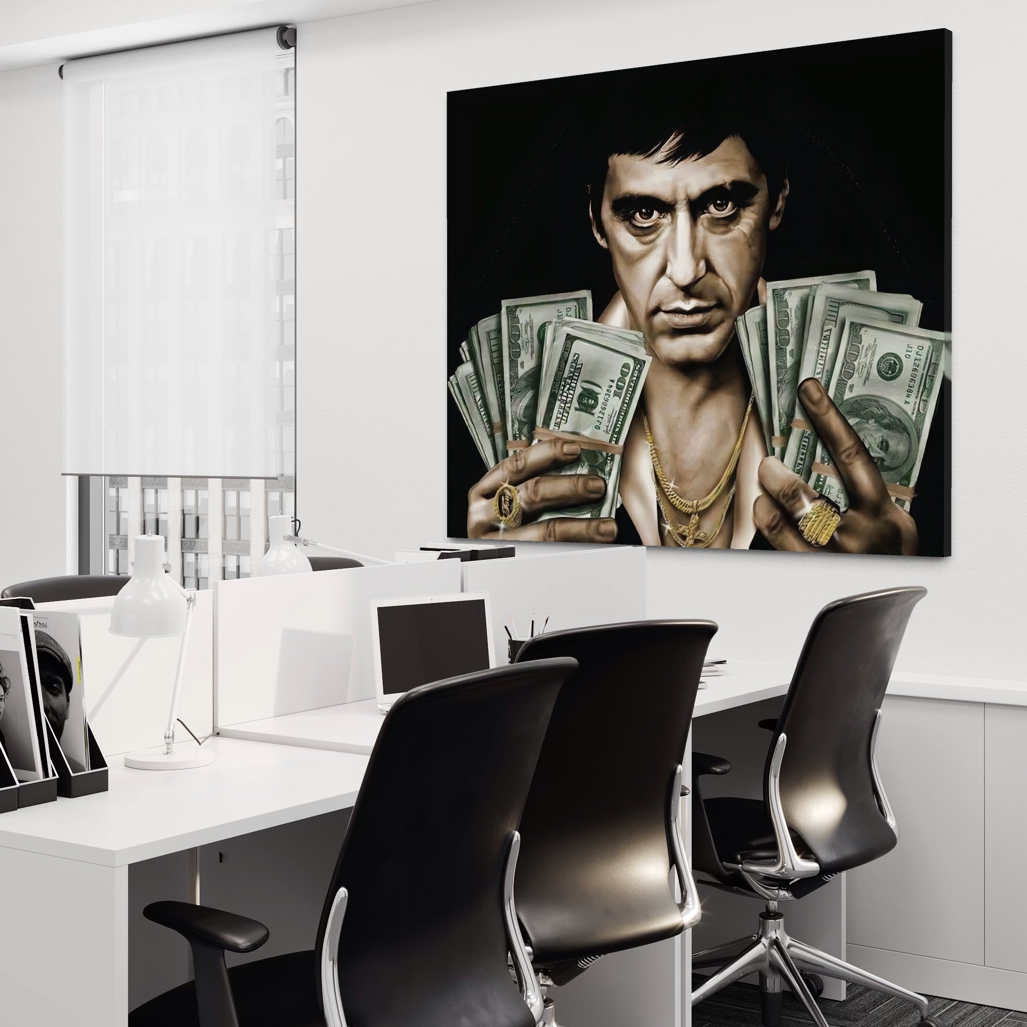 Tablou Canvas Premium LuxCanva® A1226, Al Pacino , Decorativ, Living, Tony Montana, Scarface, Film, Actor, Dolar, Culori Vibrante