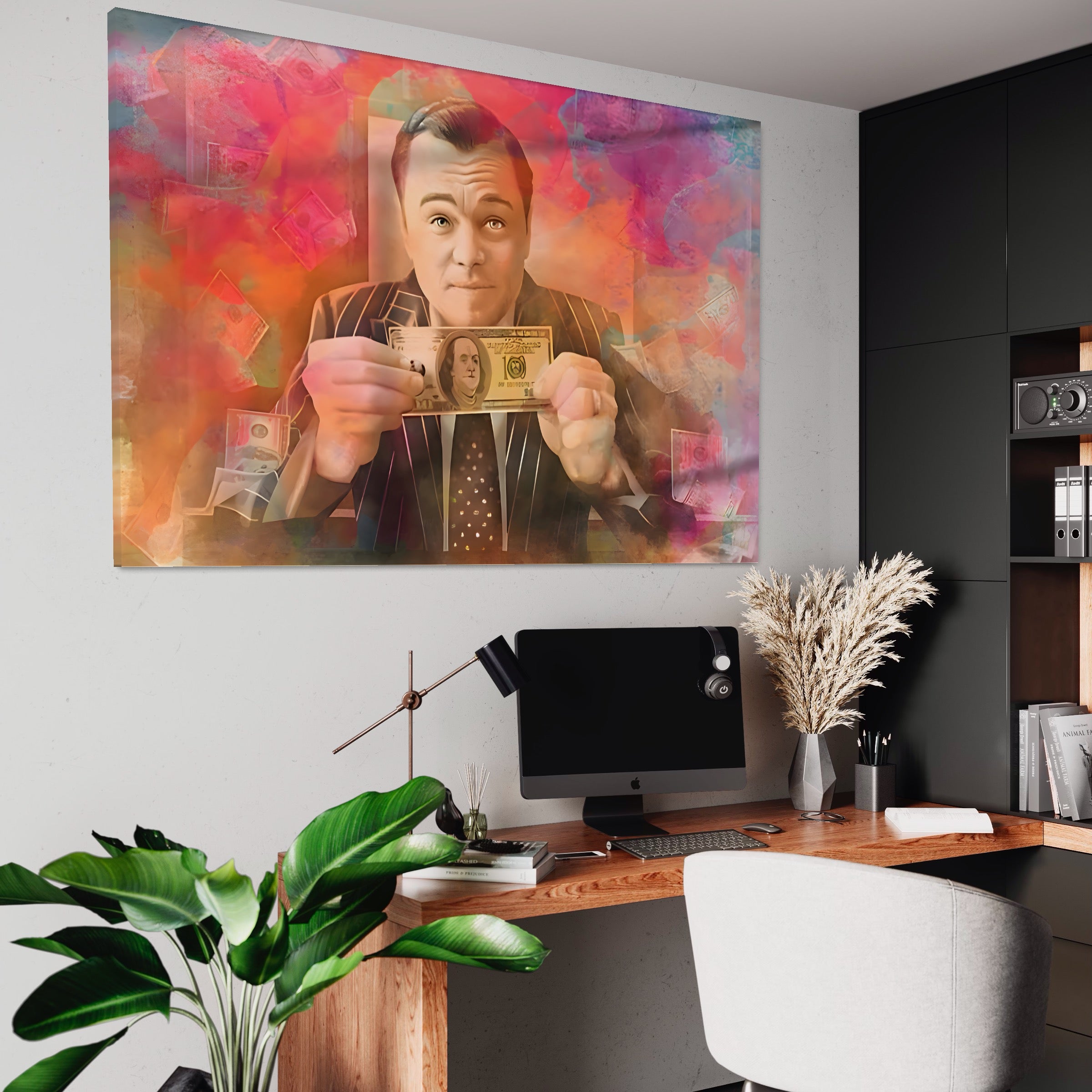 Tablou Canvas Premium LuxCanva® A1225, Dollar DiCaprio , Decorativ, Birou, Leonardo DiCaprio, Bani, Vedeta, Actor, Living, Culori Vibrante