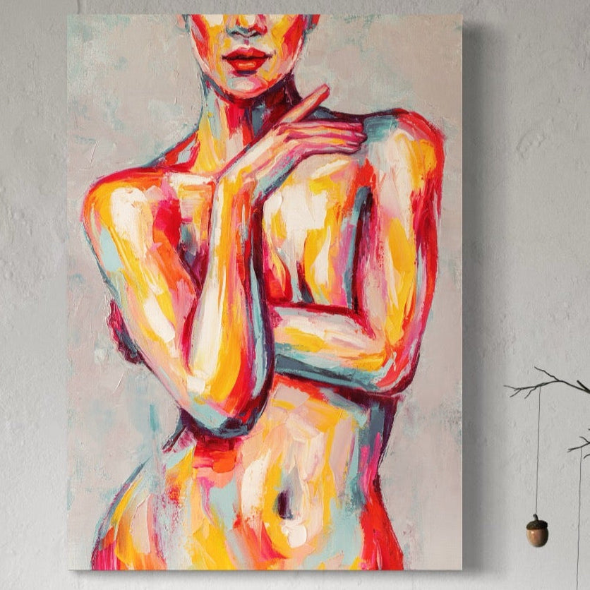 Tablou Canvas Premium LuxCanva® C1086, Femeie Nud Abstract , Abstract, Femeie, Nud, Living Room, Bedroom, Relaxare, Culori Vibrante