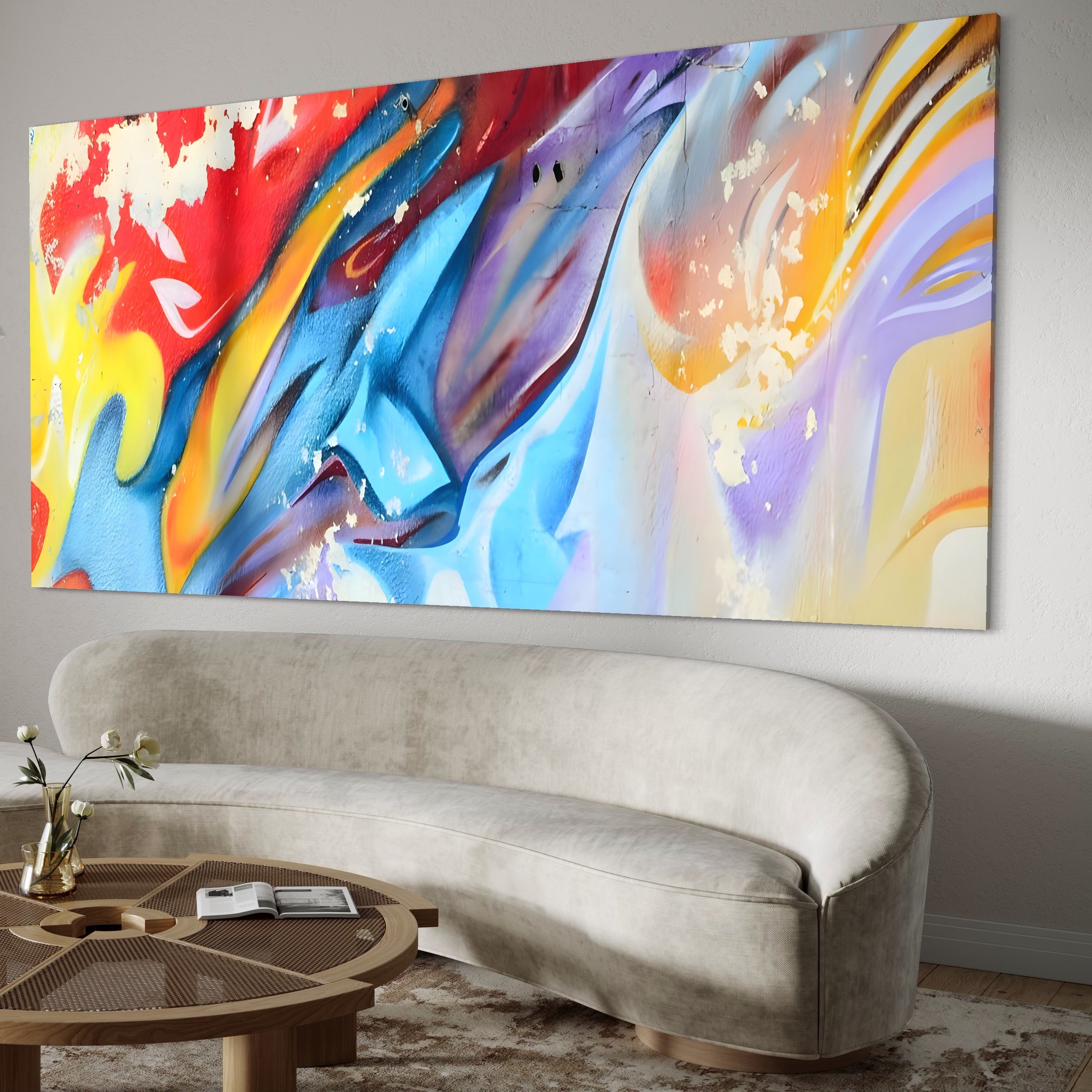 Tablou Canvas Premium LuxCanva® A1223, Multicolor , Decorativ, Dormitor, Colorat, Abstract, Albastru, Living, Culori Vibrante