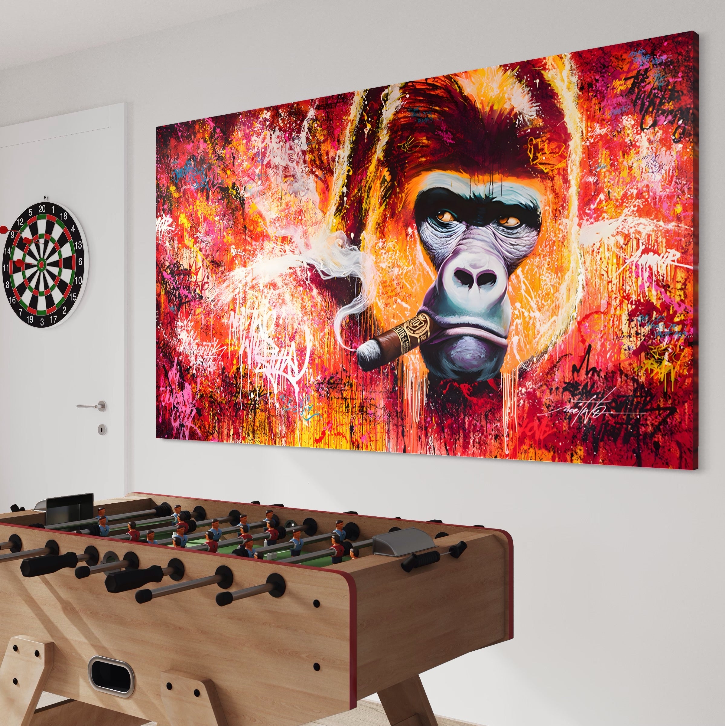 Tablou Canvas Premium LuxCanva® A1222, Mr. Gorilla , Decorativ, Gorila, Graffiti, Trabuc, Living, Culori Vibrante