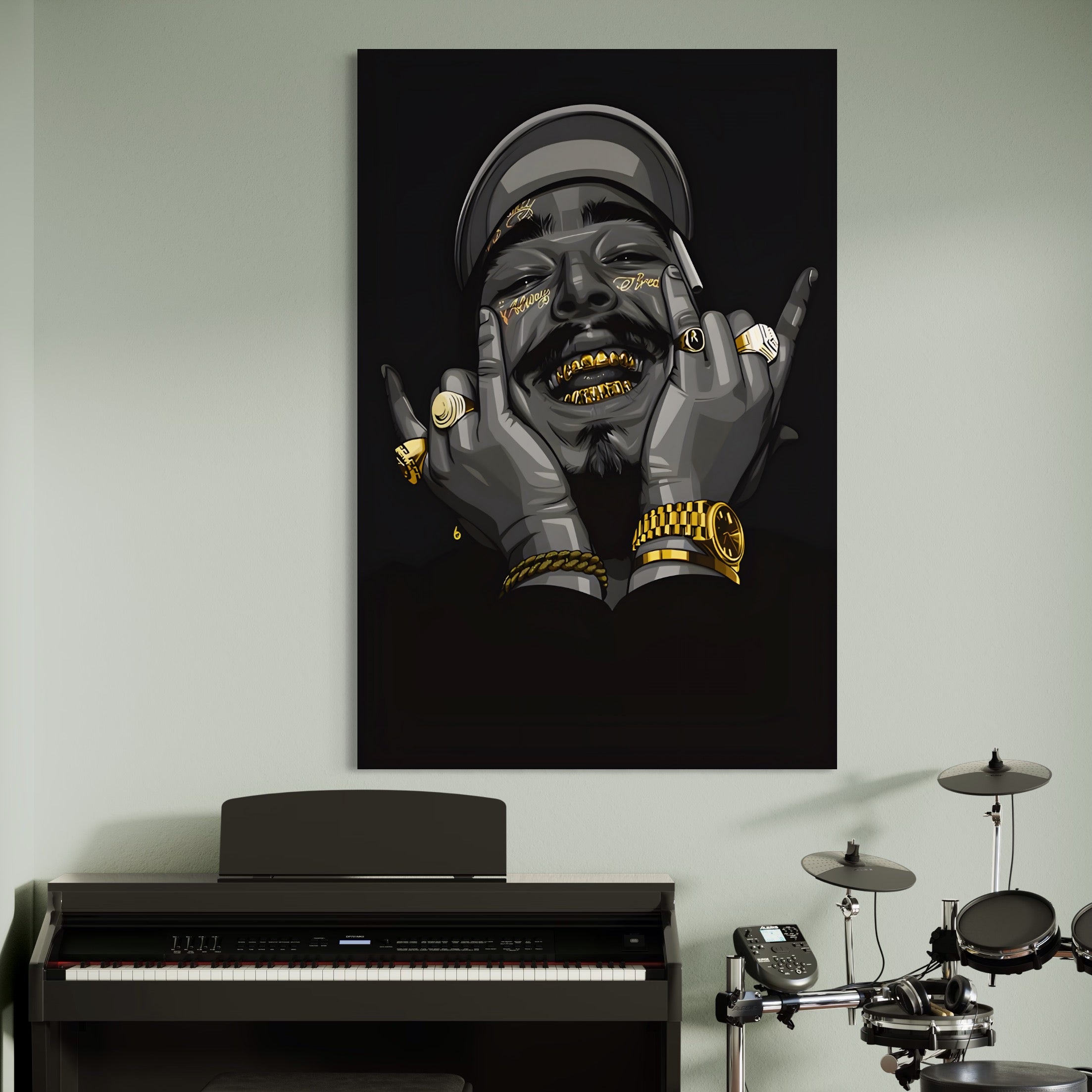 Tablou Canvas Premium LuxCanva® A1221, Post Malone , Decorativ, Living, Austin Richard Post, Rapper, Cantaret, Studio, Culori Vibrante