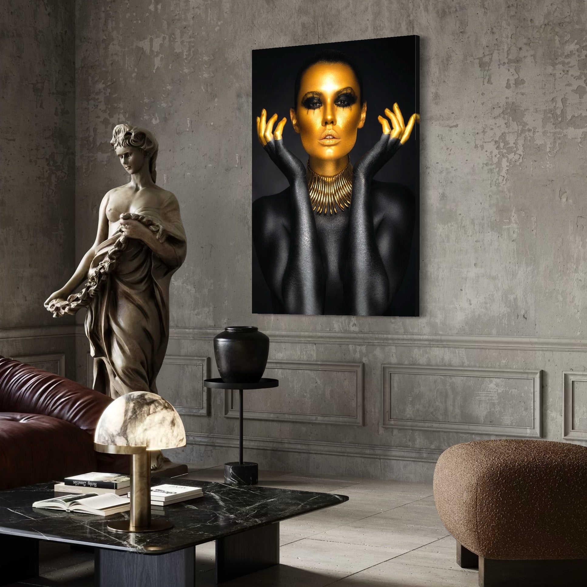 Tablou Canvas Premium LuxCanva® C1090, Wakanda Beauty , Gold, Femeie, Privire, Wakanda, Living Room, Bedroom, Relaxare, Culori Vibrante