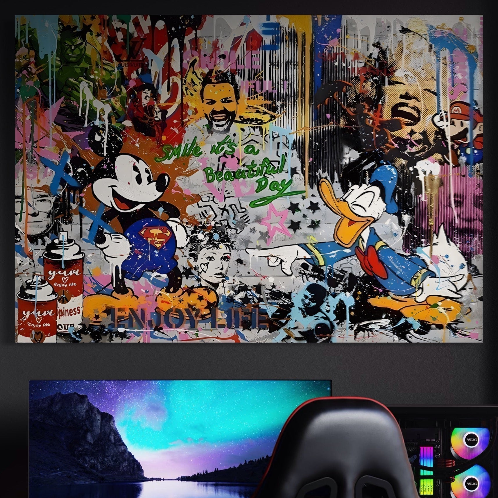 Tablou Canvas Premium LuxCanva® A1214, Smile! , Decorativ, Camera Copil, Desene Animate, Mickey Mouse, Dormitor, Culori Vibrante
