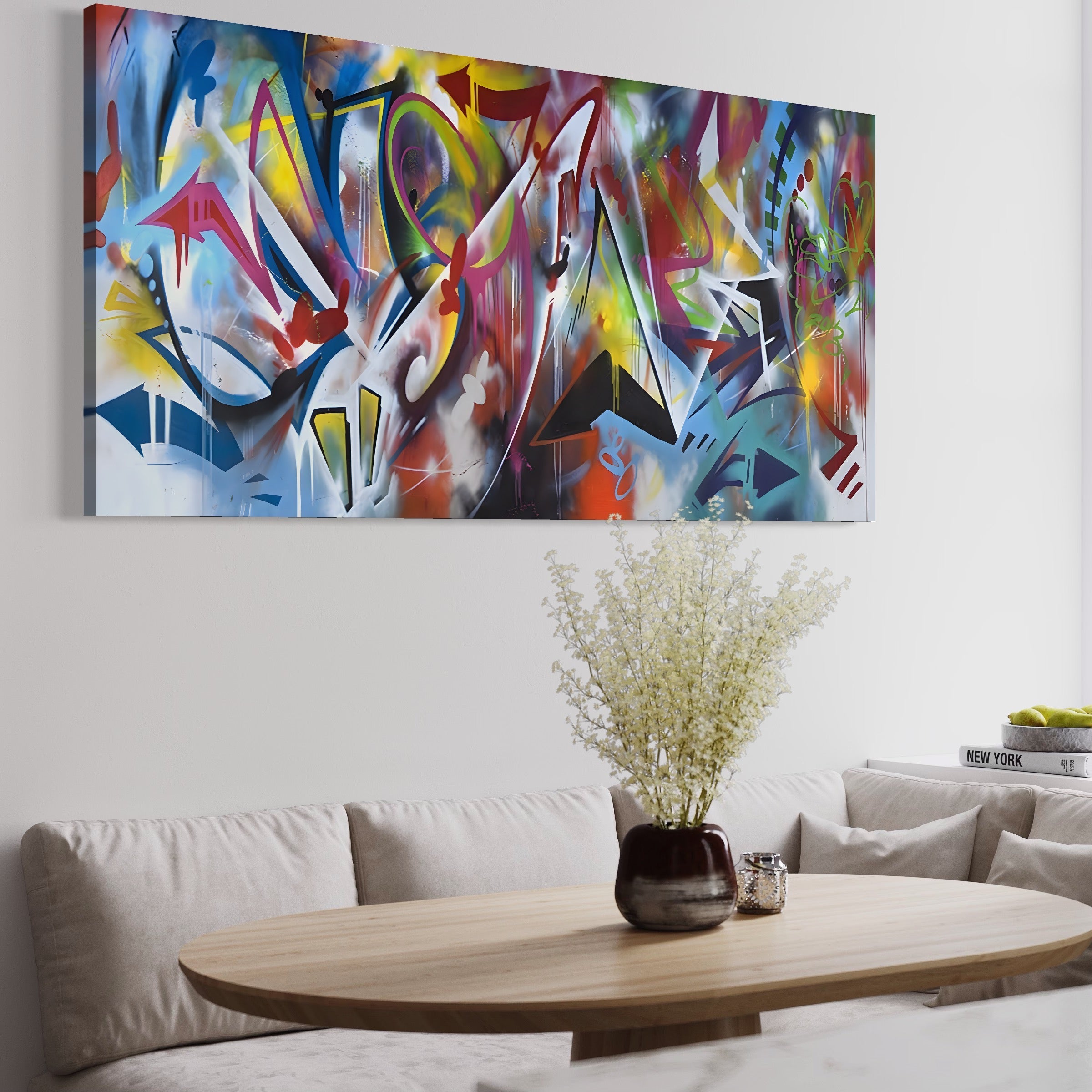 Tablou Canvas Premium LuxCanva® A1210, Graffiti Blue , Decorativ, Living, Arta Stradala, Colorat, Hol, Culori Vibrante