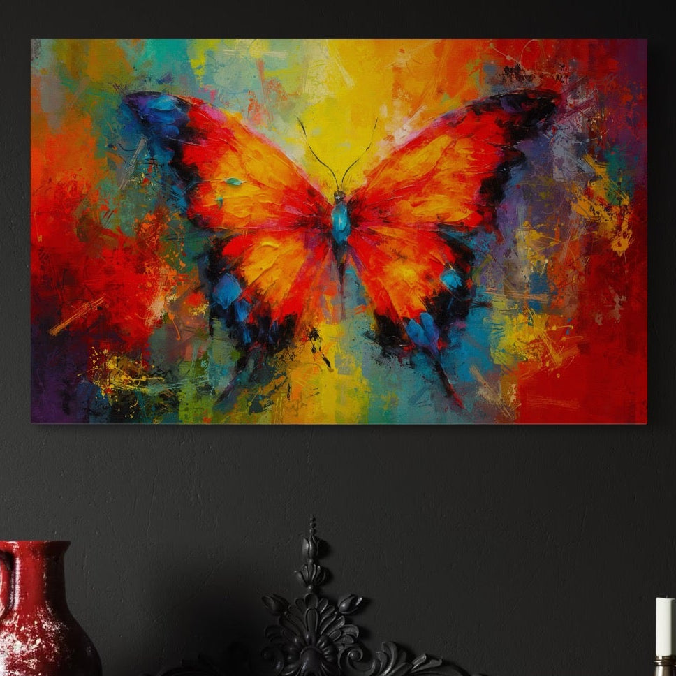 Tablou Canvas Premium LuxCanva® C1101, Fluture Viu Colorat , Culori, Fluture, Living Room, Bedroom, Relaxare, Culori Vibrante