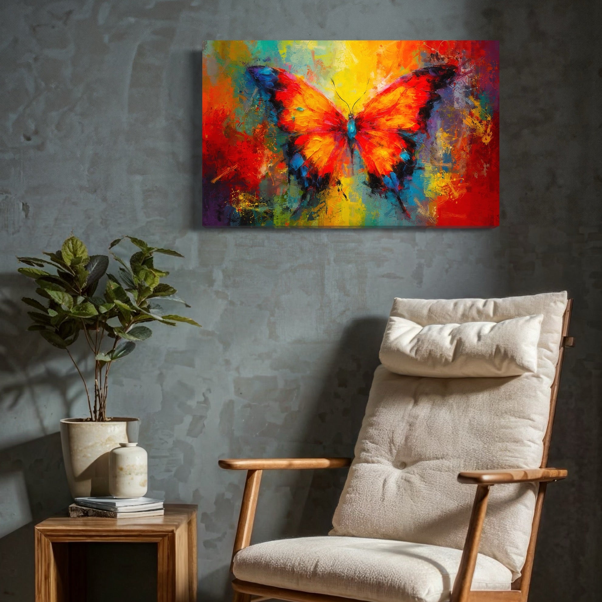 Tablou Canvas Premium LuxCanva® C1101, Fluture Viu Colorat , Culori, Fluture, Living Room, Bedroom, Relaxare, Culori Vibrante