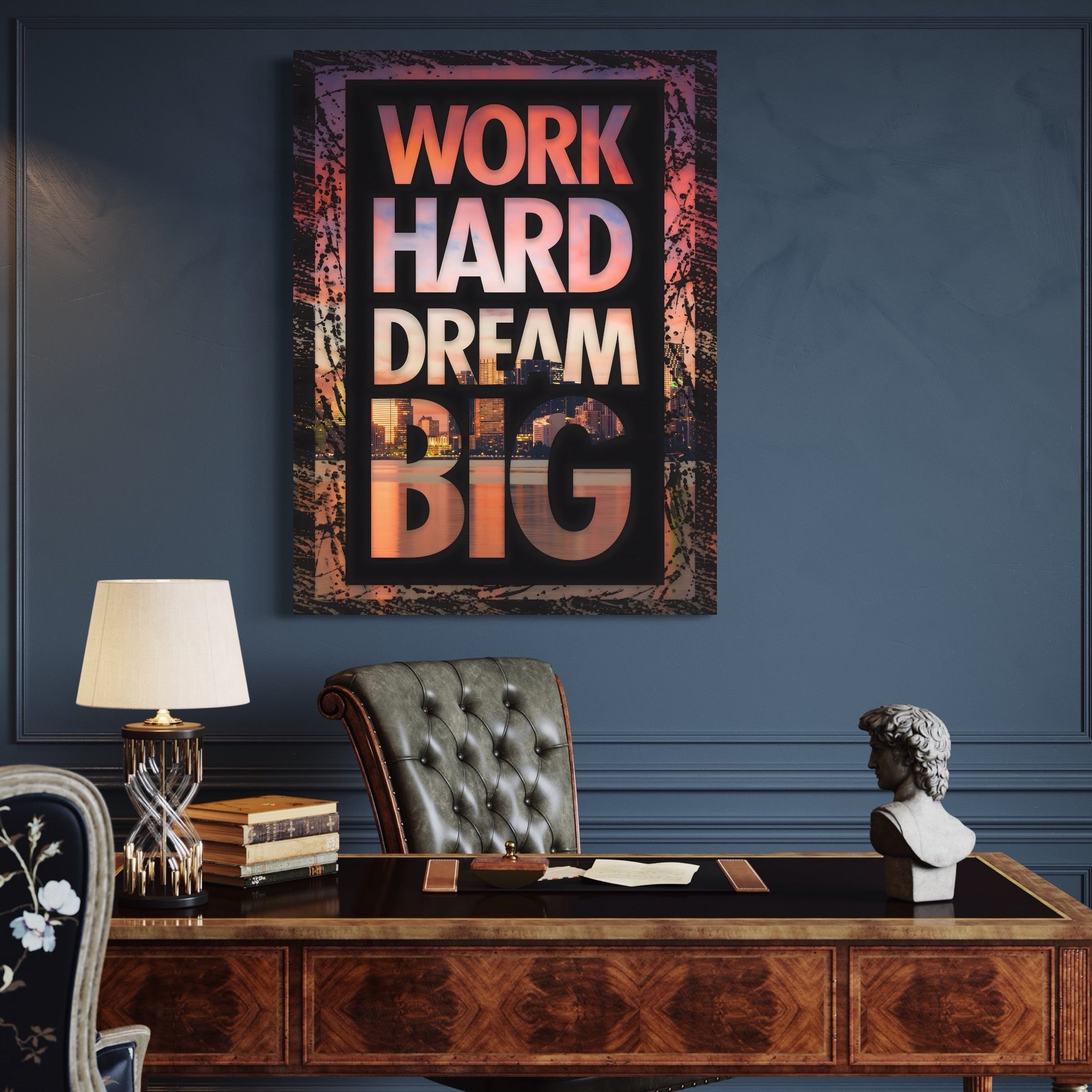 Tablou Canvas Premium LuxCanva® A1202, Work Hard , Decorativ, Birou, Vis, Motivational, Living, Culori Vibrante
