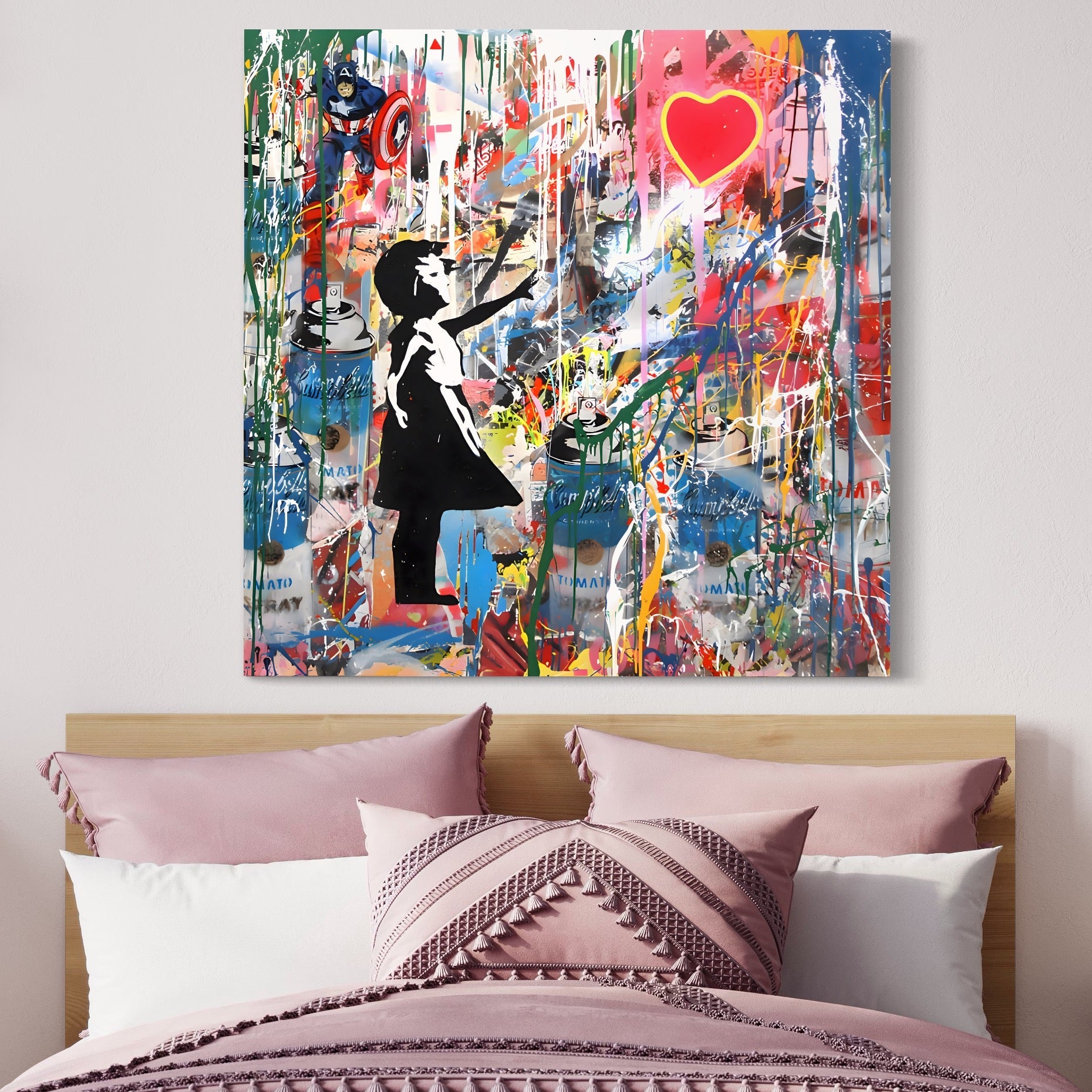 Tablou Canvas Premium LuxCanva® A1201, Happy Child , Decorativ, Dormitor, Multicolor, Inima, Camera Copil, Culori Vibrante